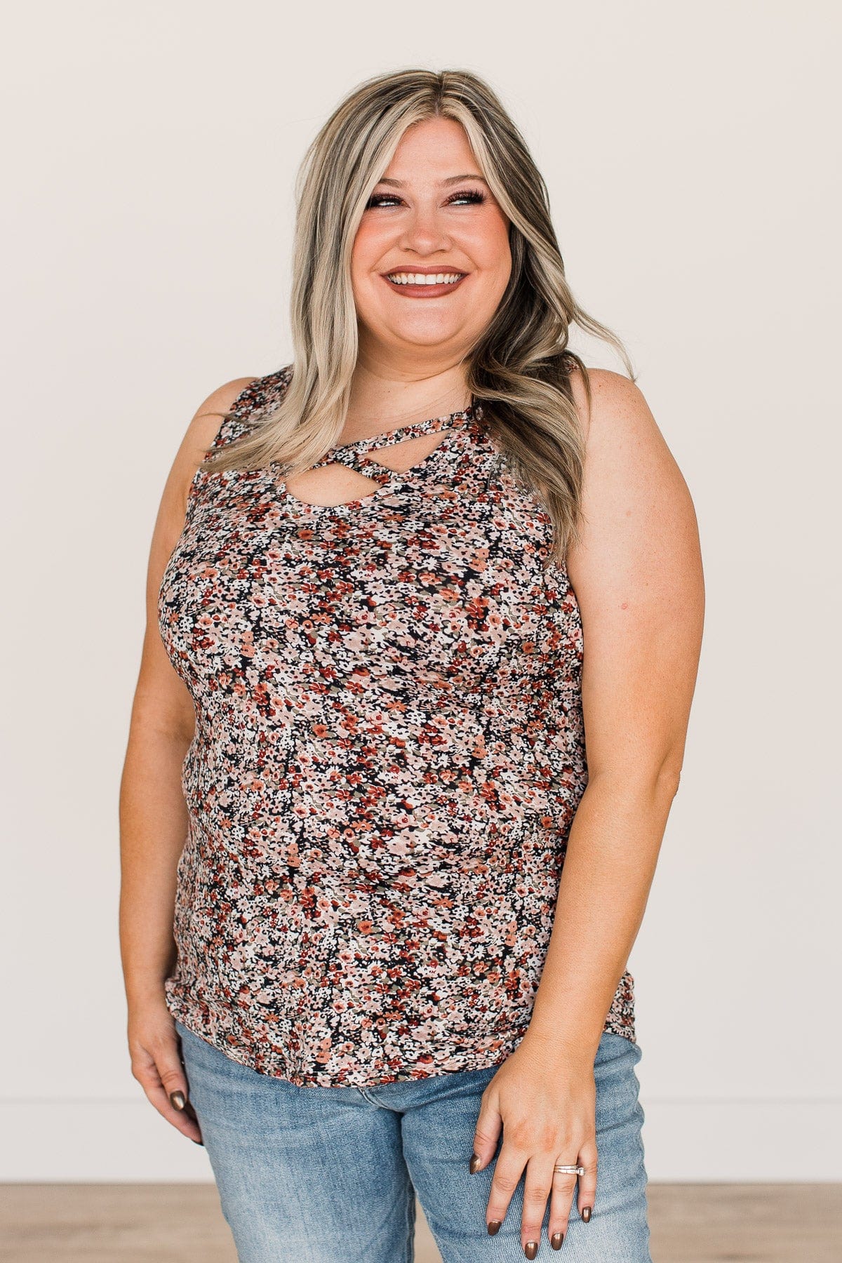 All About You Floral Tank Top- Olive & Dusty Pink - Image 5