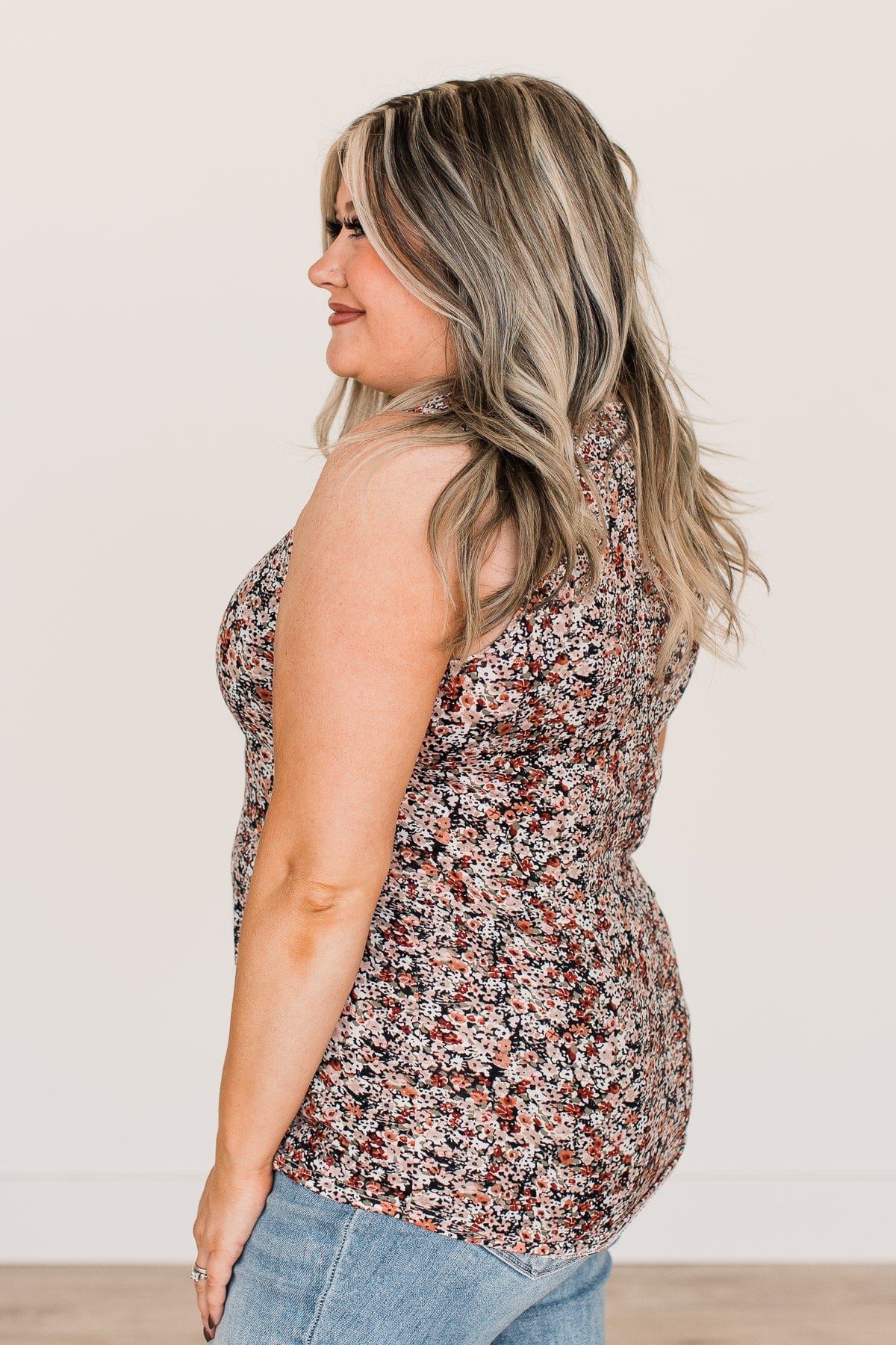 All About You Floral Tank Top- Olive & Dusty Pink - Image 8