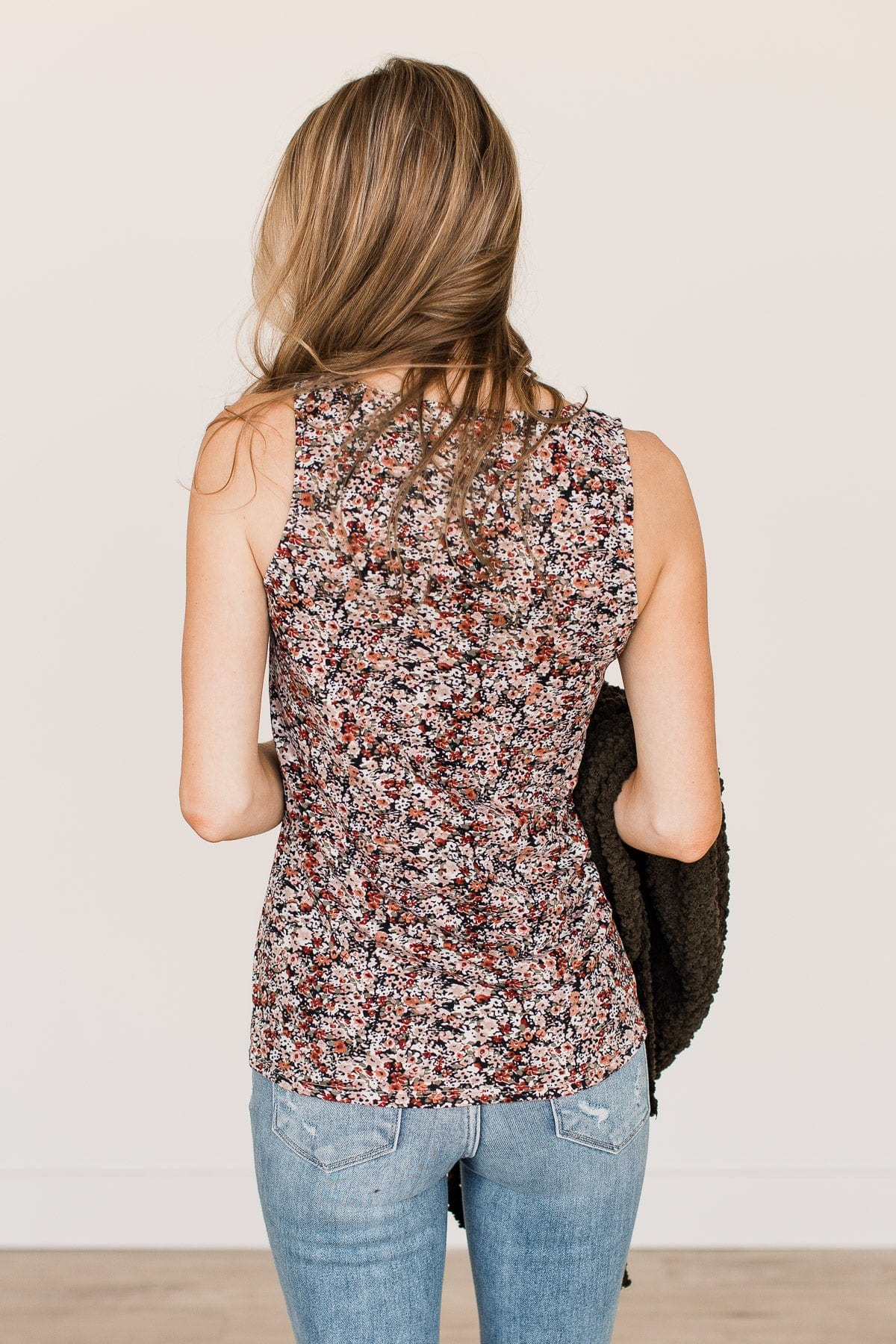 All About You Floral Tank Top- Olive & Dusty Pink - Image 9