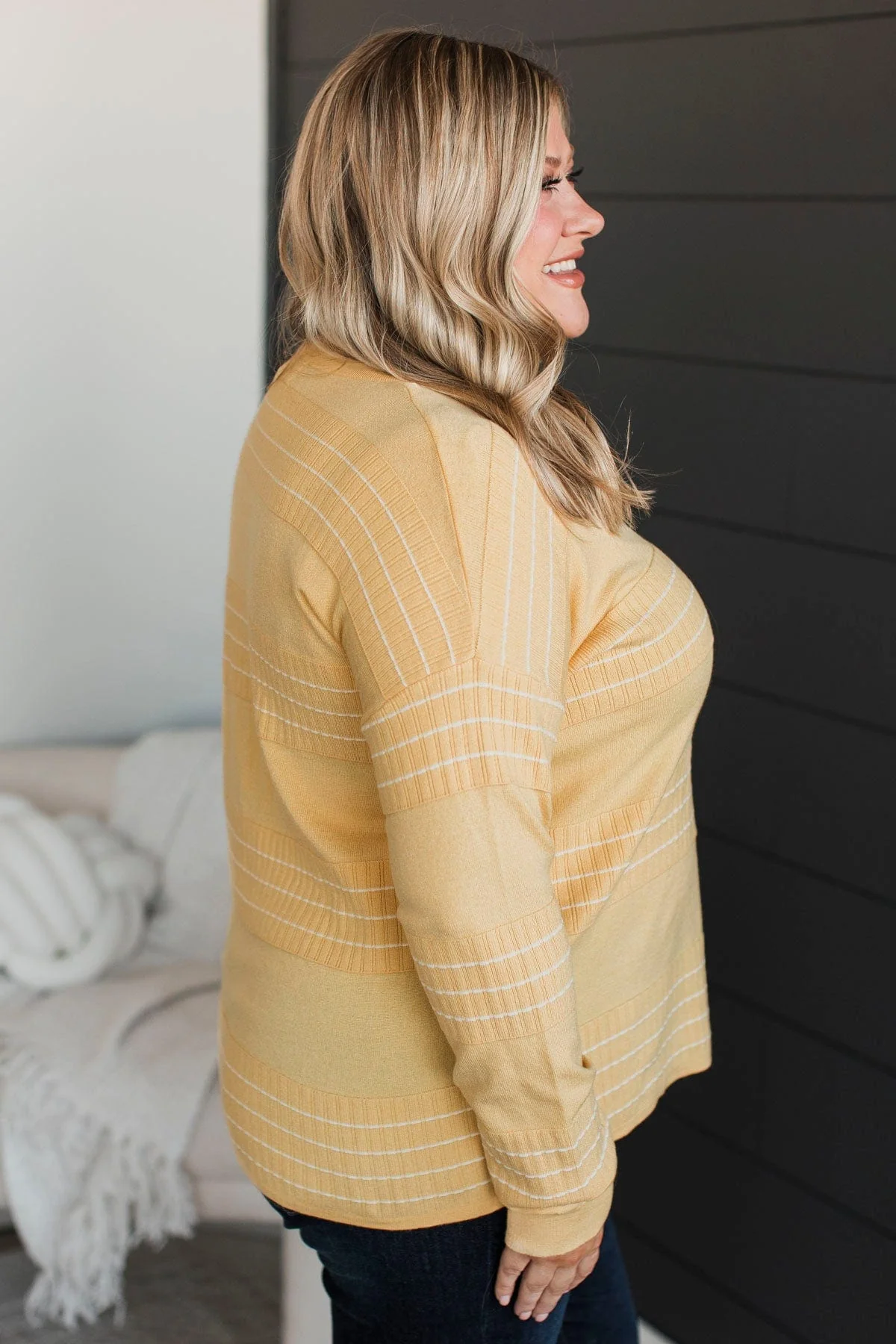 All At Once Stitch Stripe Sweater- Yellow - Image 5