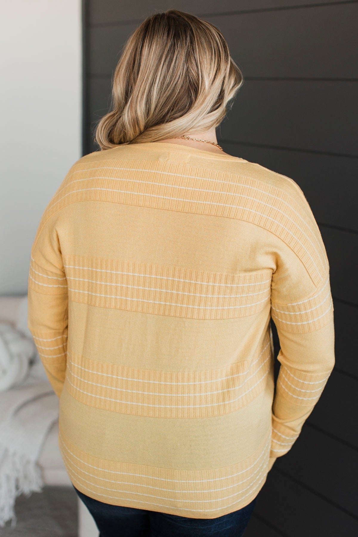 All At Once Stitch Stripe Sweater- Yellow - Image 7