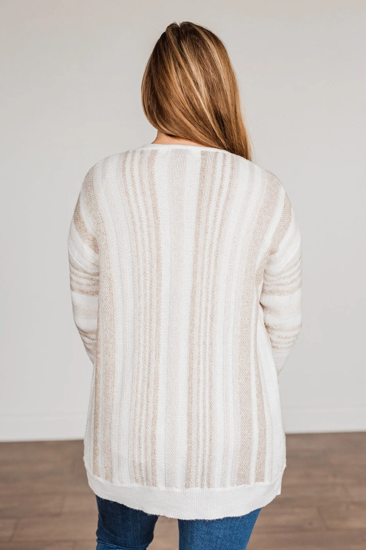 All Bundled Up Striped Cardigan- Ivory - Image 12