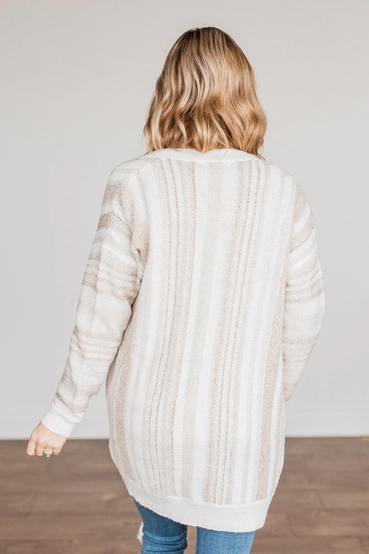 All Bundled Up Striped Cardigan- Ivory - Image 13