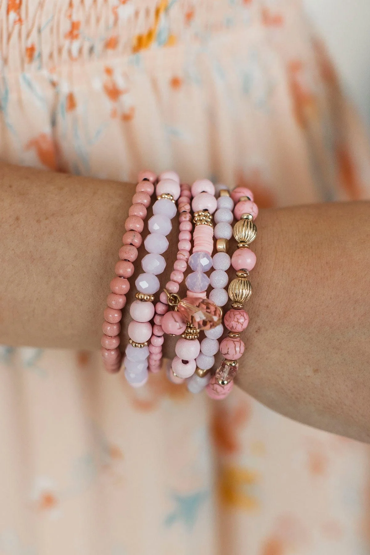 All Decked Out Stackable Bracelet Set- Pink - Image 2