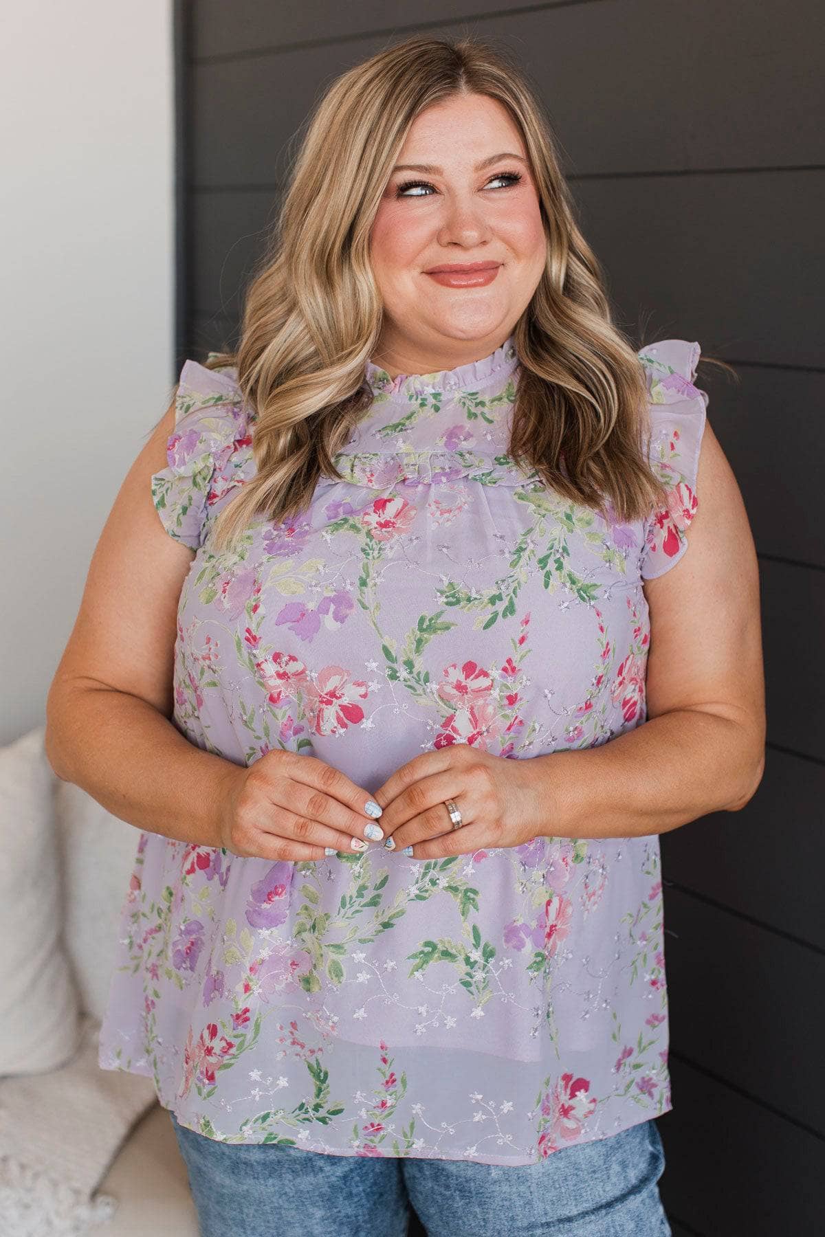 All Delightful Things Floral Blouse- Lavender - Image 3