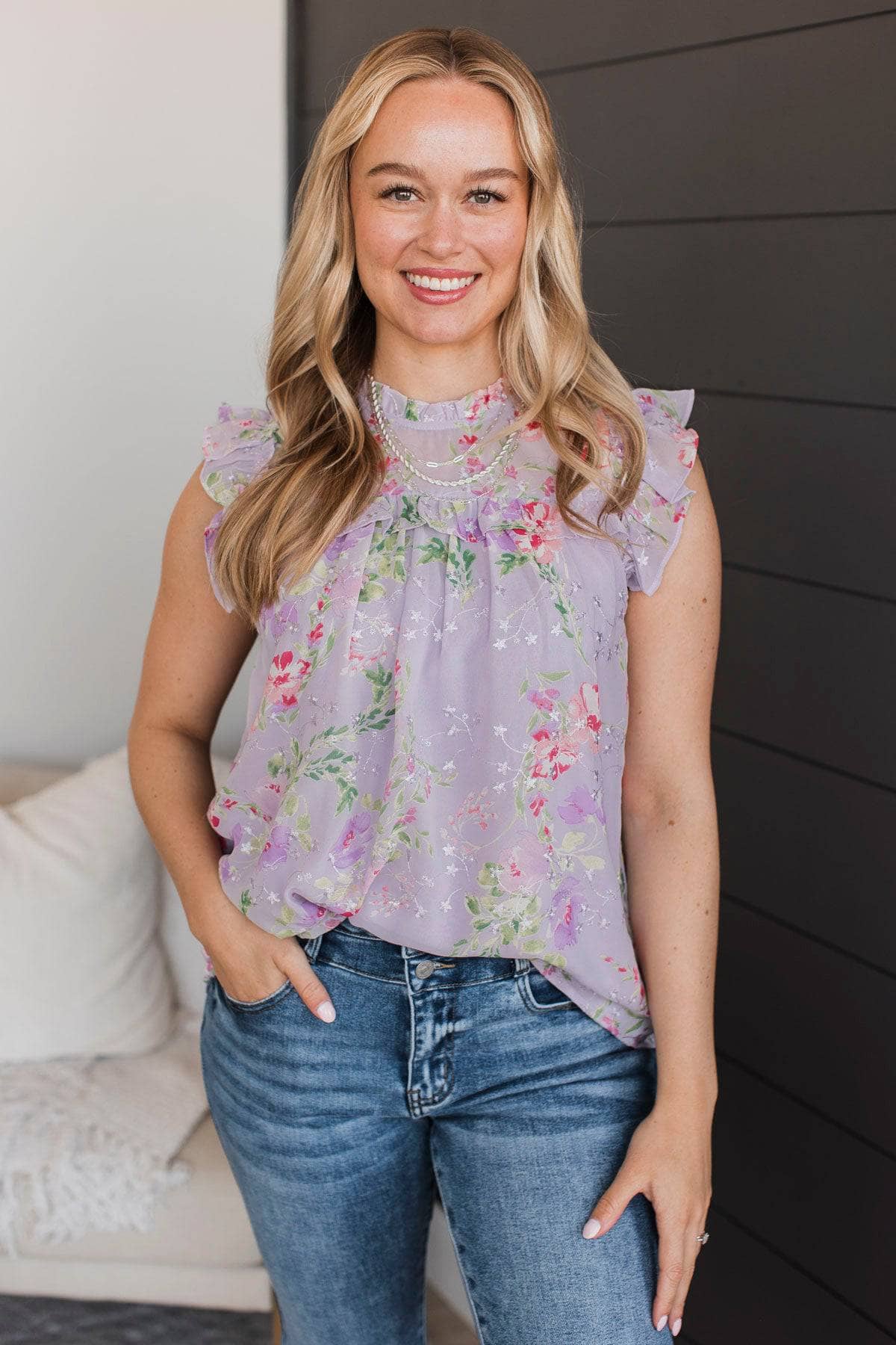 All Delightful Things Floral Blouse- Lavender - Image 4