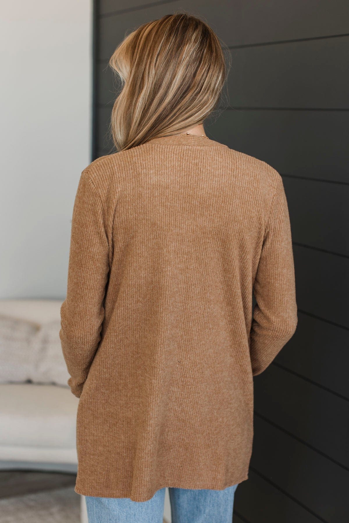 All Dressed Up Ribbed Cardigan- Camel - Image 8