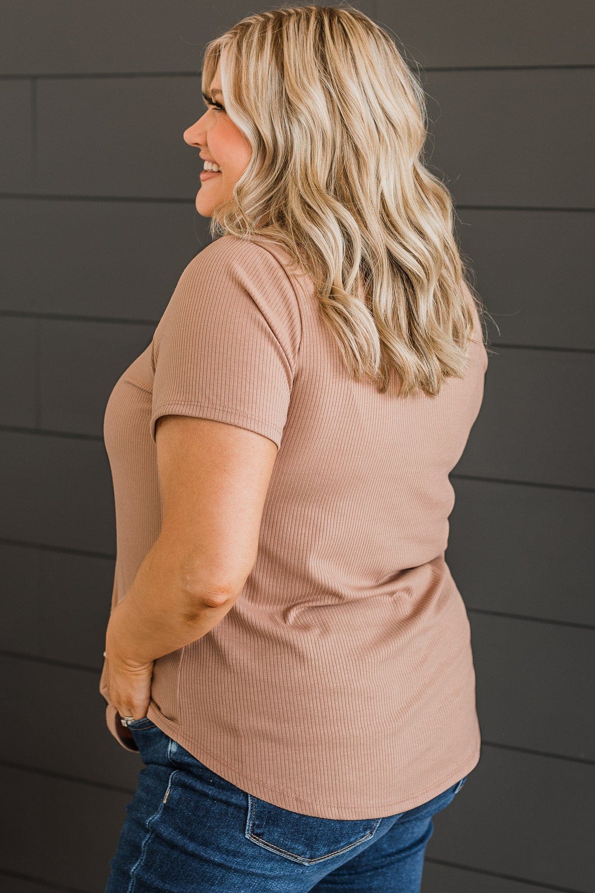 All Figured Out Ribbed Top- Latte - Image 5