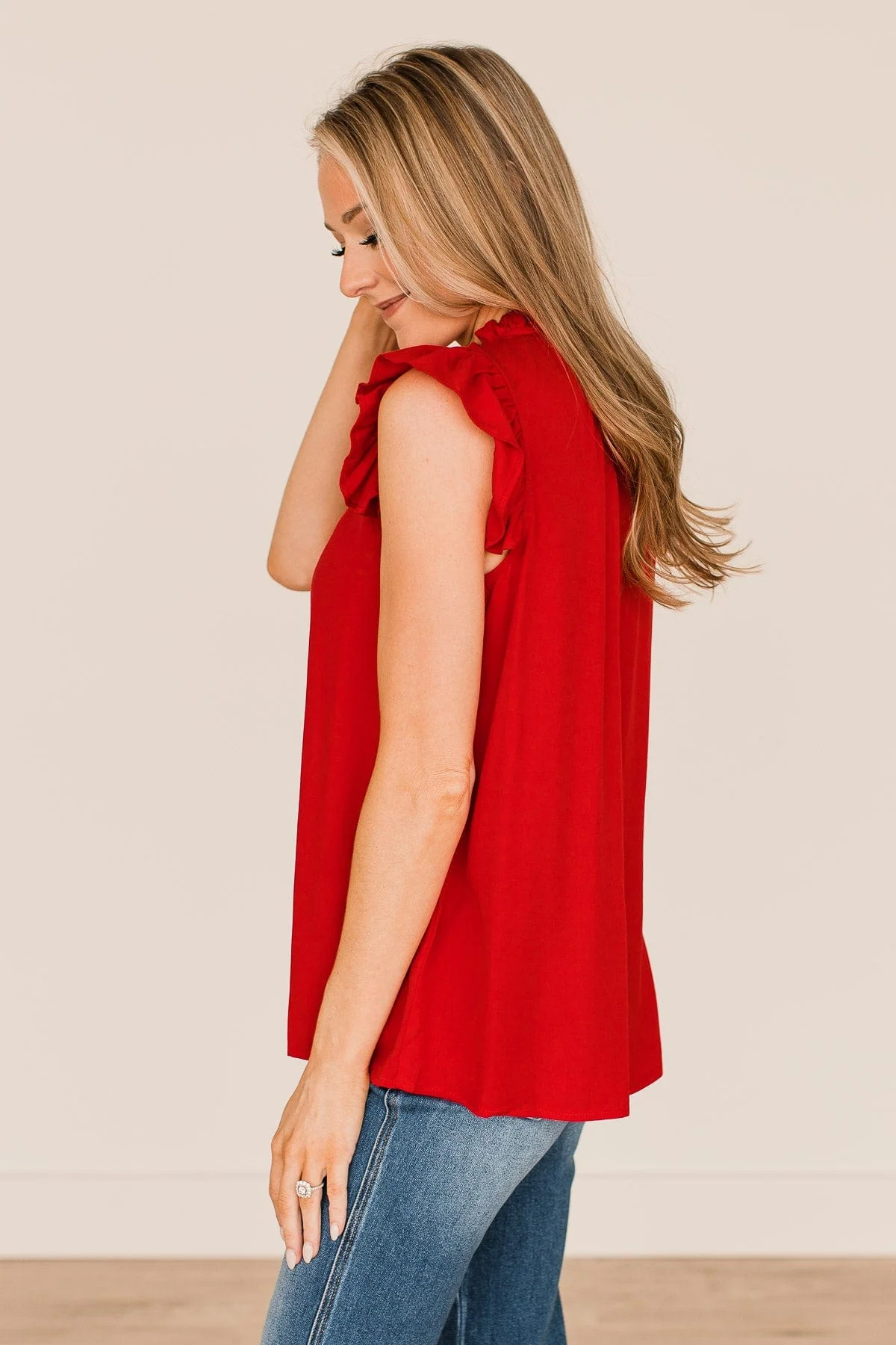 All For Love Ruffle Blouse- Red - Image 5
