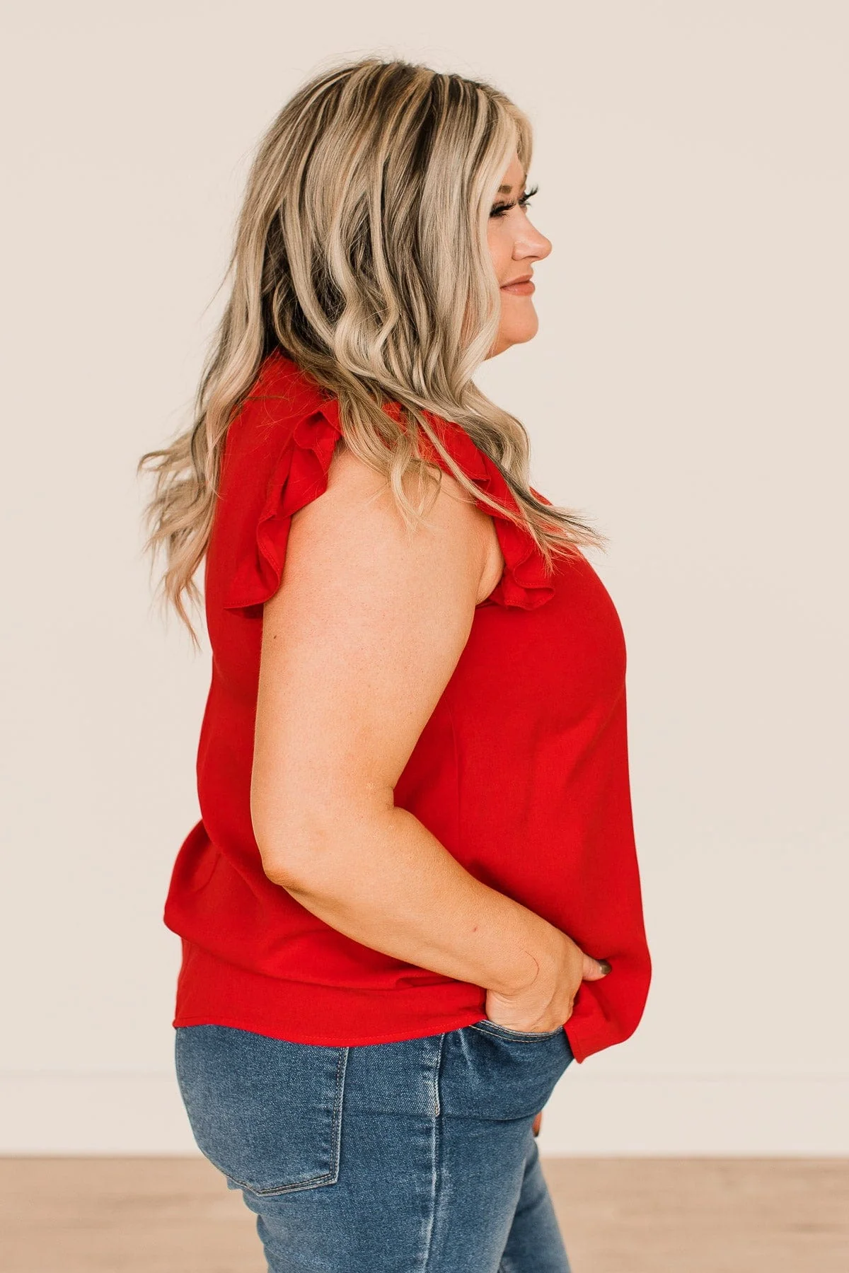 All For Love Ruffle Blouse- Red - Image 6
