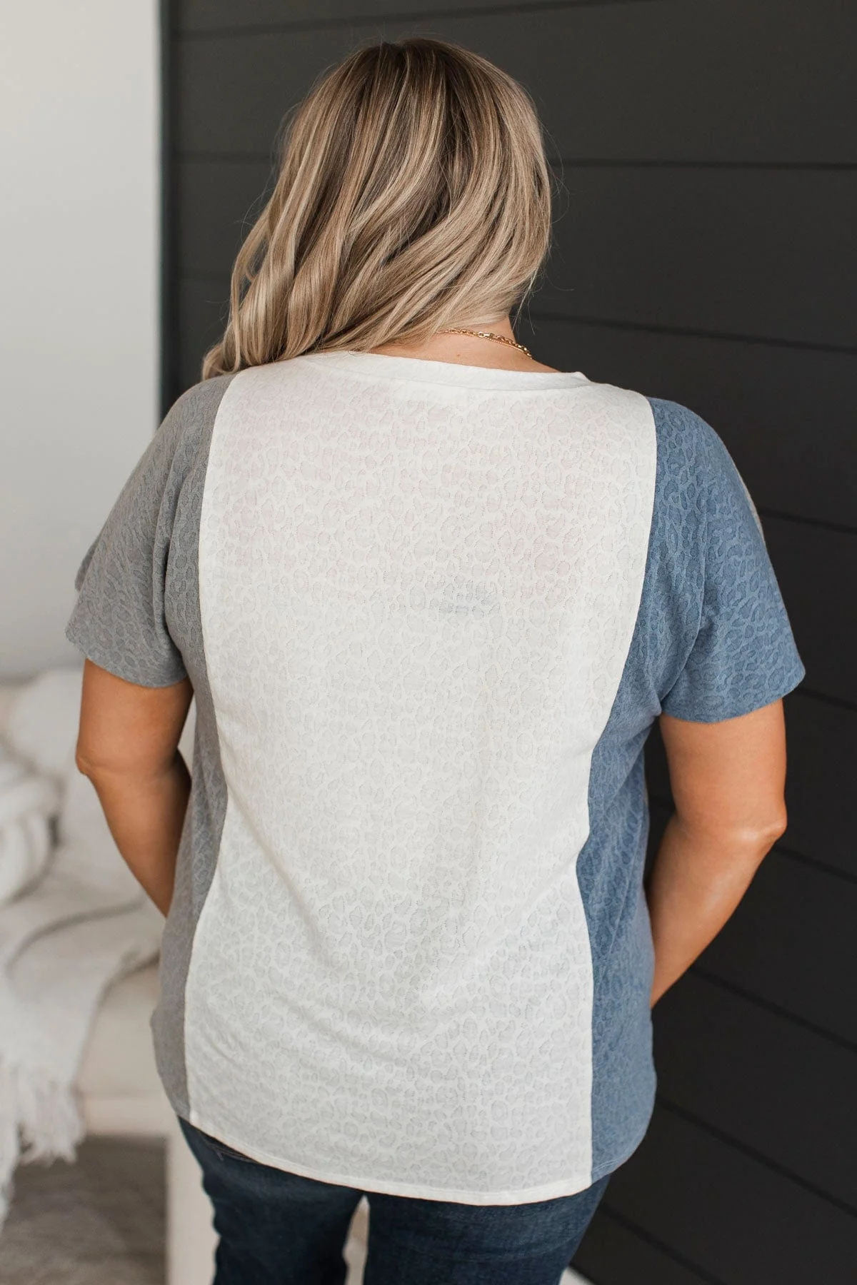 All Good Things Textured Tee- Grey & Denim - Image 7