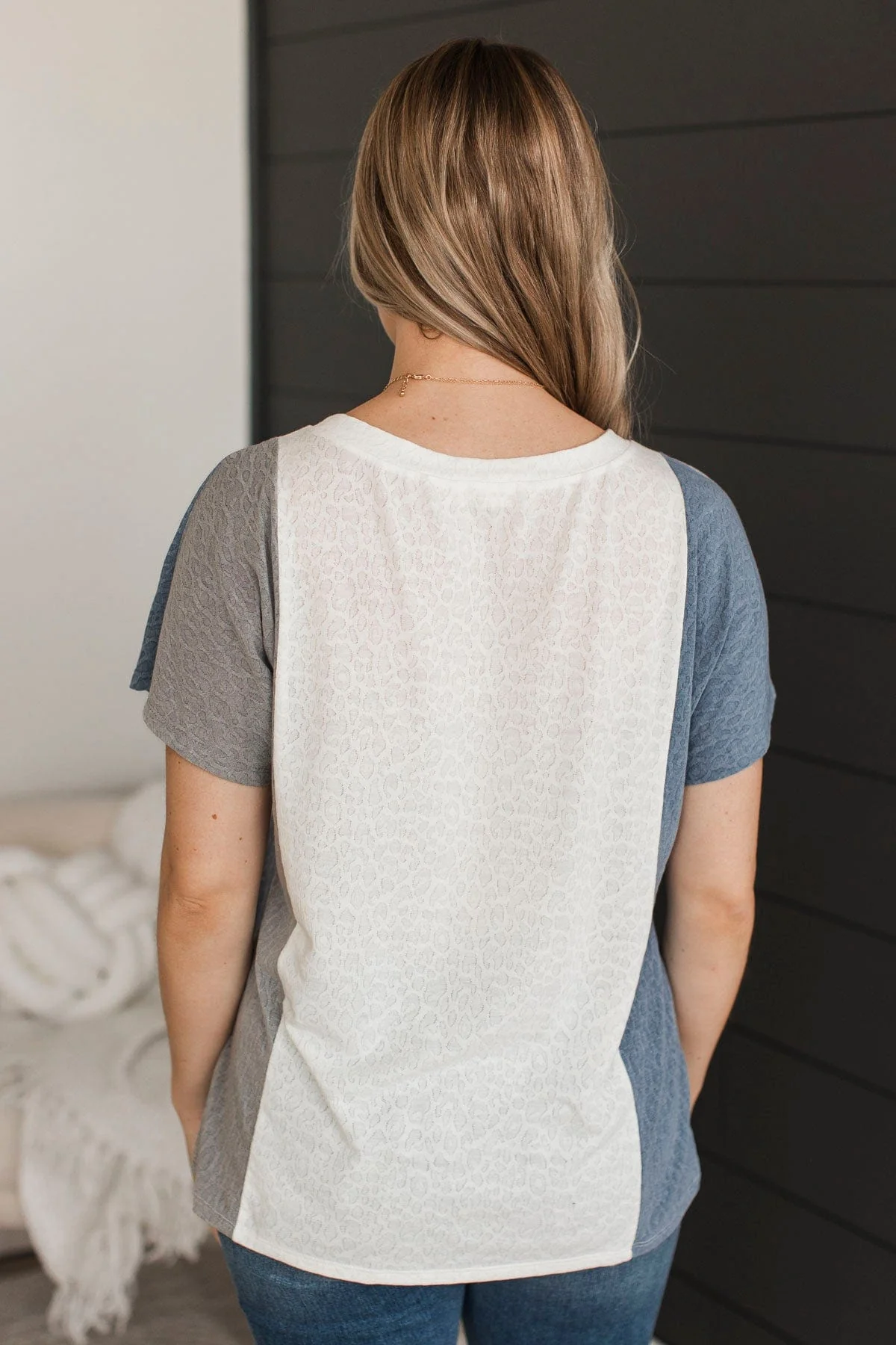 All Good Things Textured Tee- Grey & Denim - Image 8