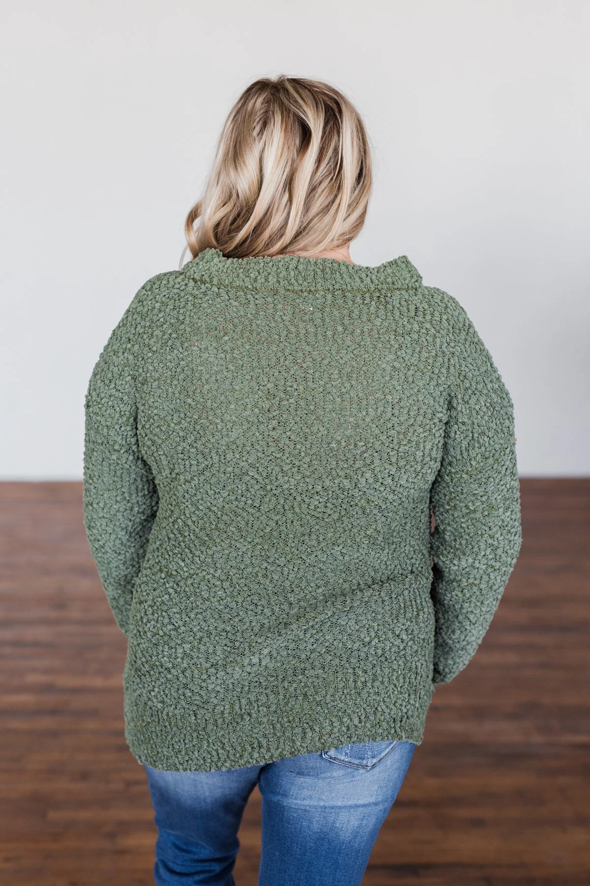 All I Can Do Popcorn Knit Sweater- Olive - Image 10