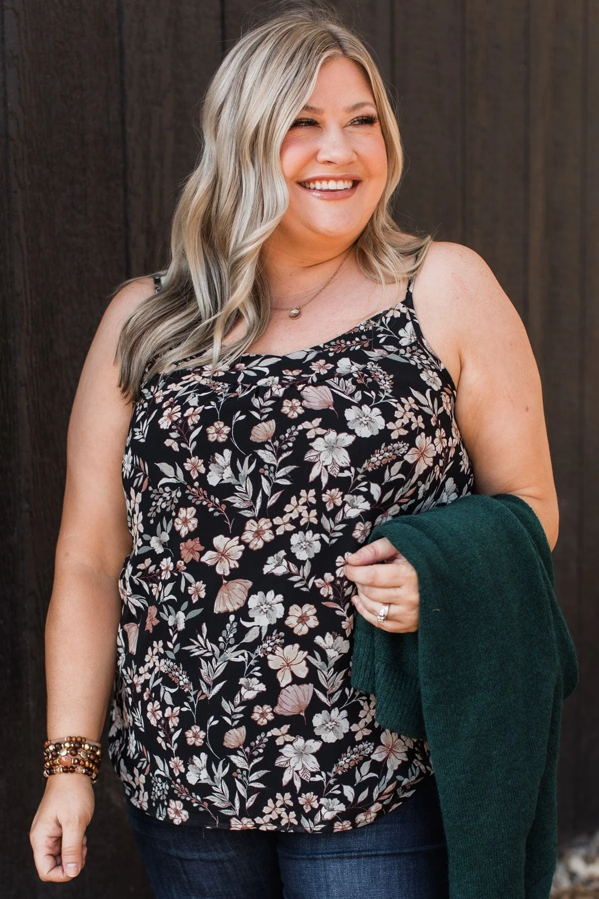 All I Could Want Floral Tank Top- Black - Image 4