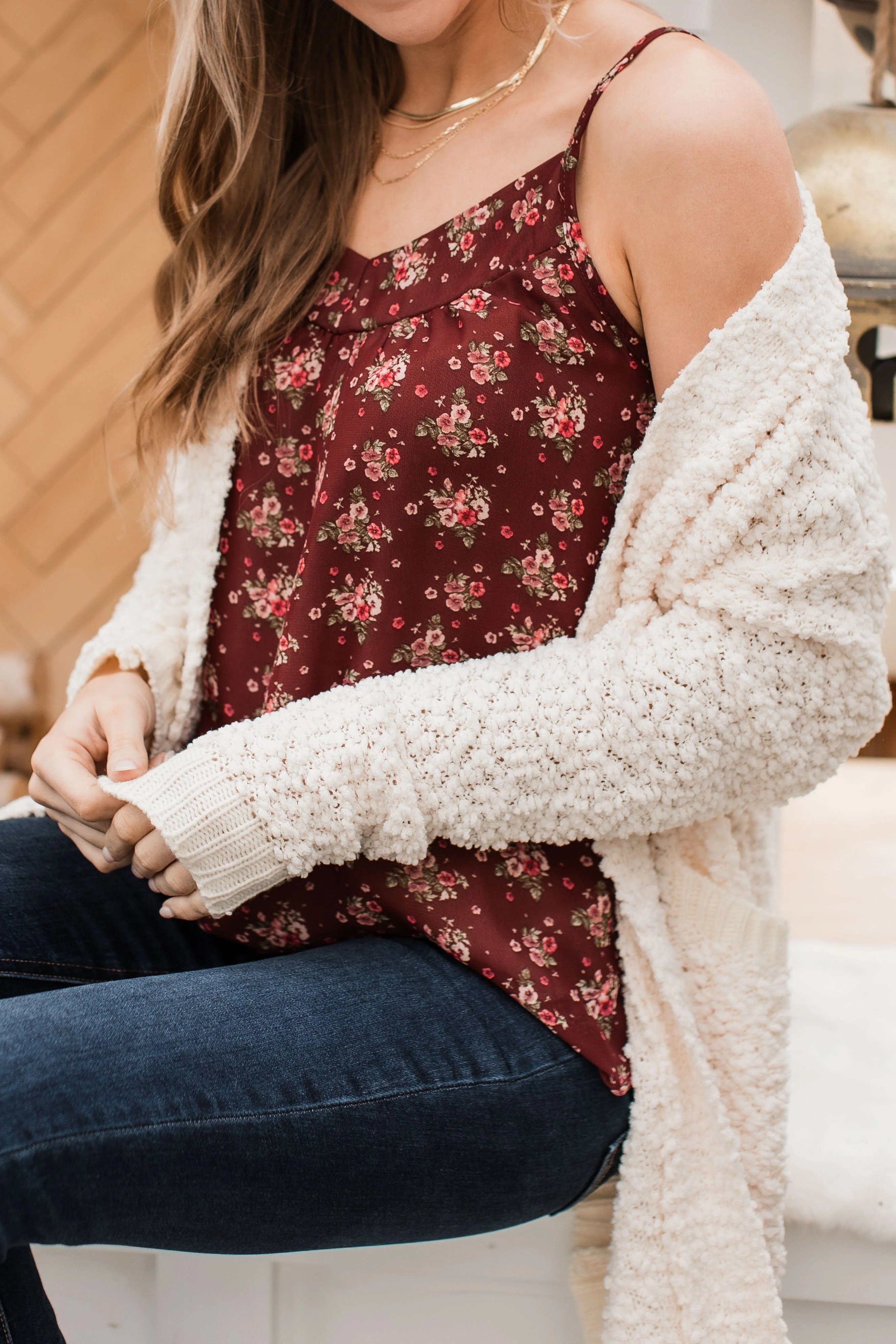 All I Could Want Floral Tank Top- Maroon - Image 4