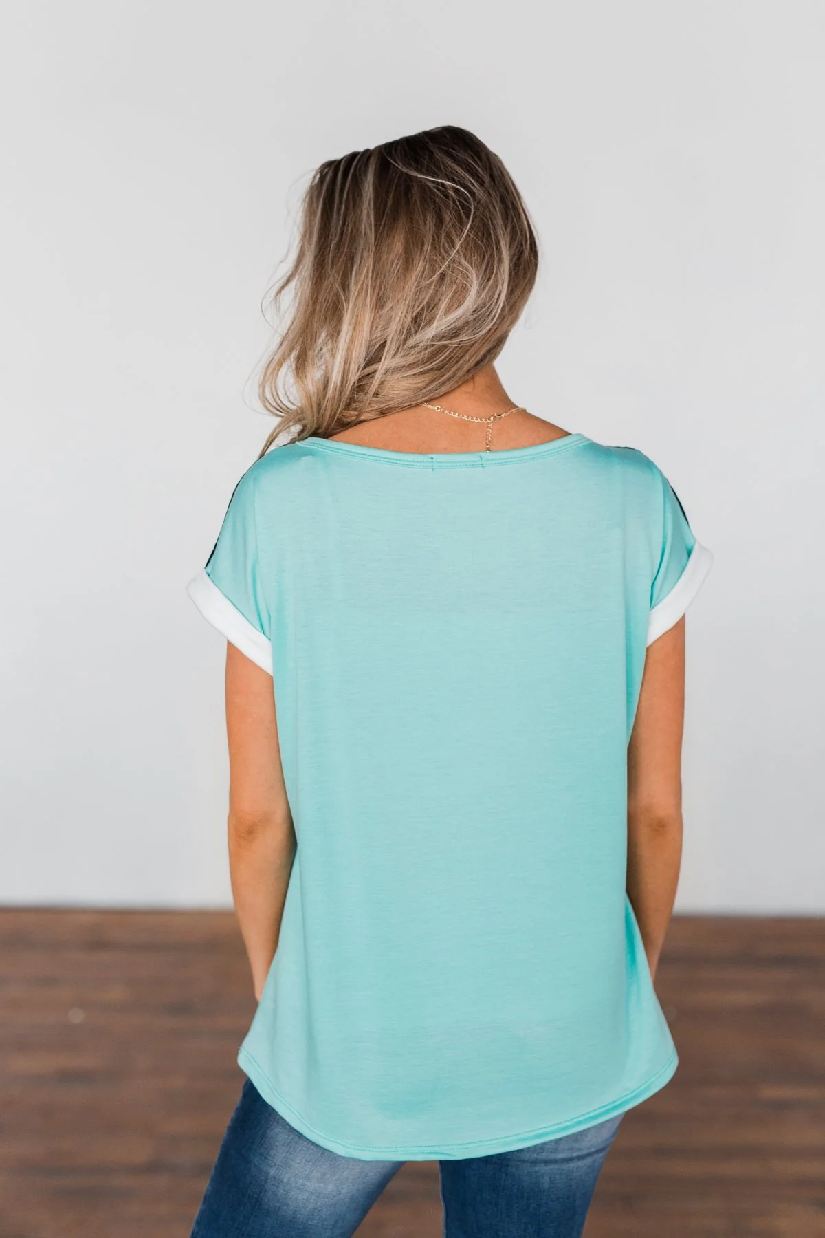 All I Have Striped Short Sleeve Top- Mint Blue - Image 7