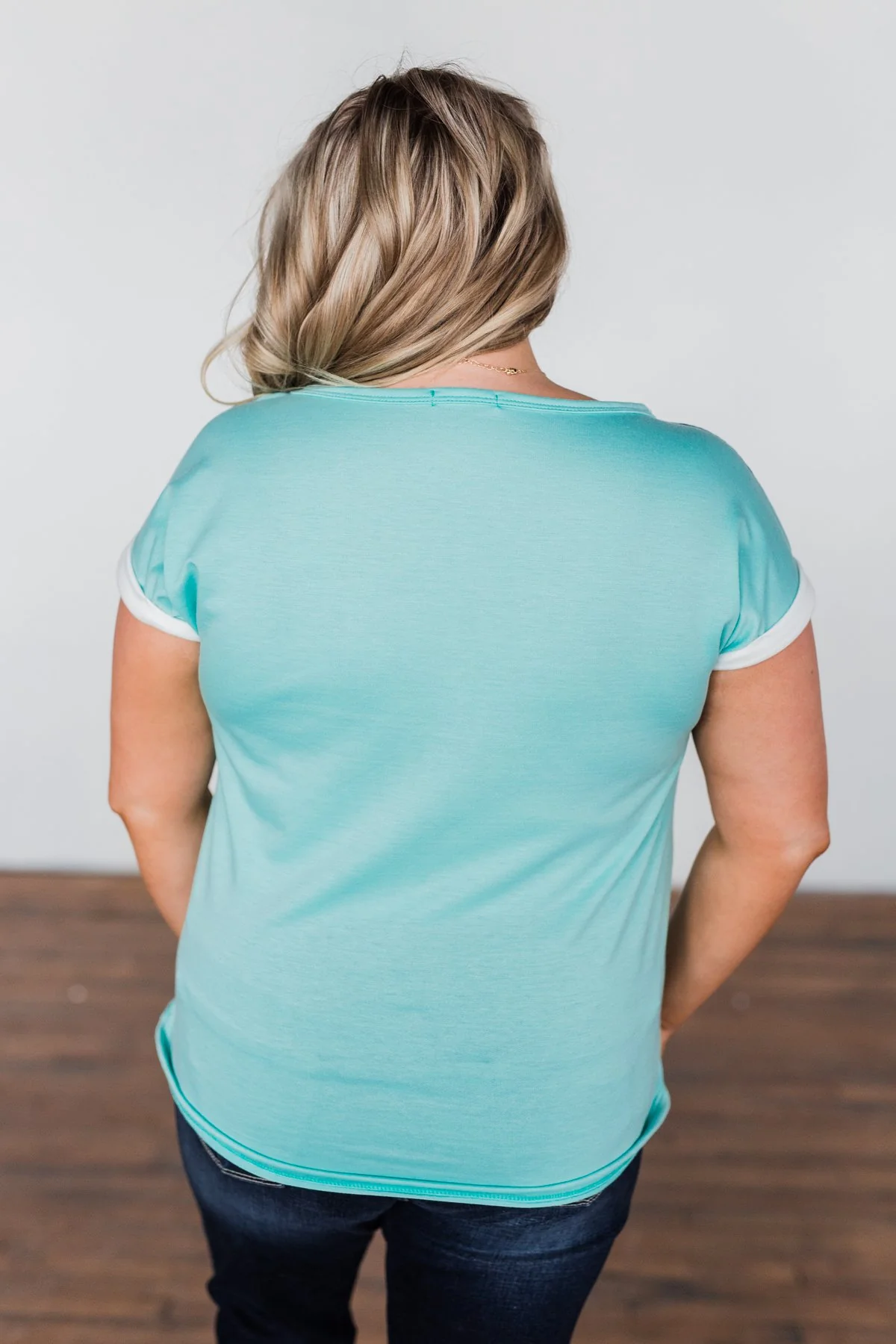 All I Have Striped Short Sleeve Top- Mint Blue - Image 8