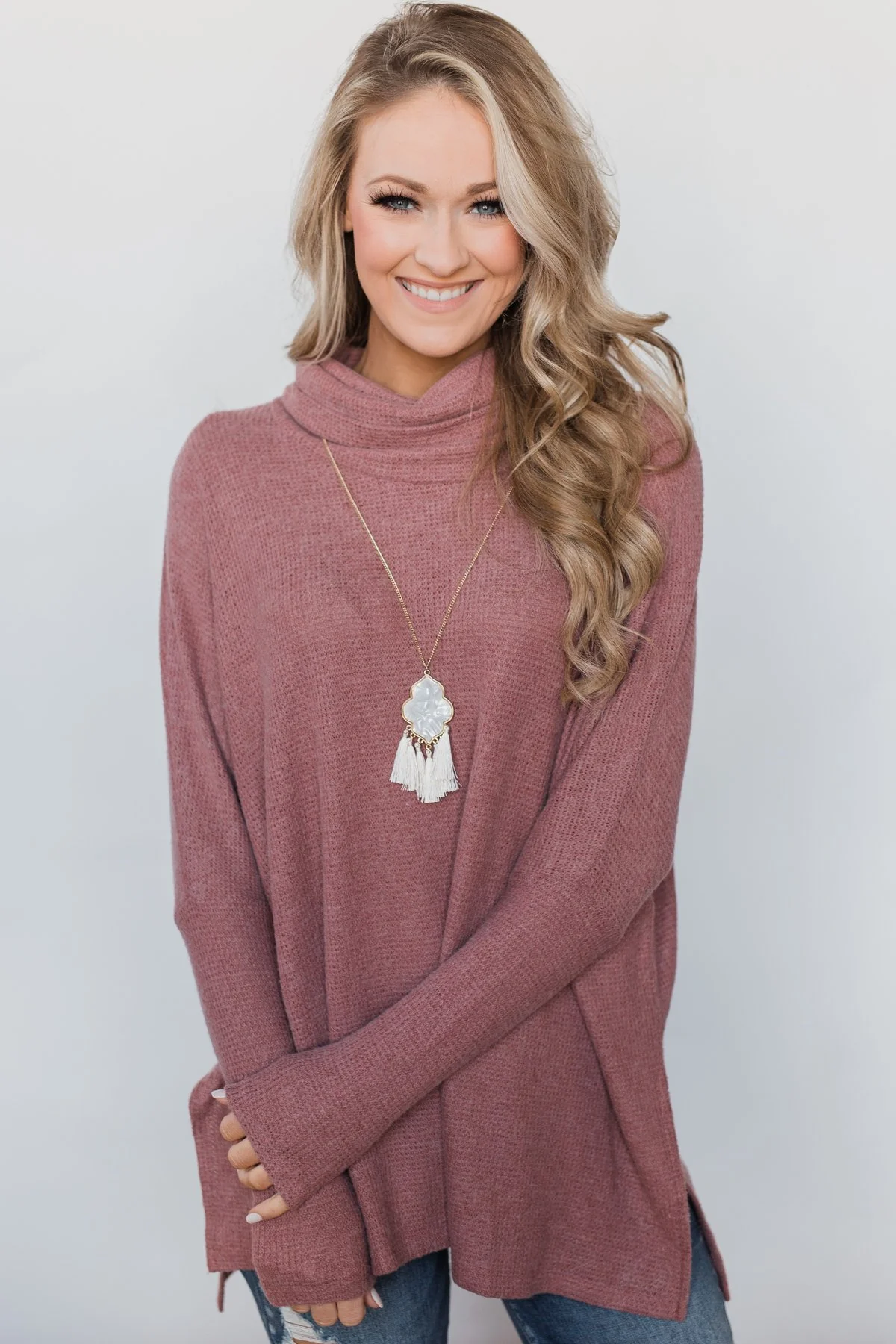 All I Want is You Thermal Turtleneck Sweater - Brick - Image 2