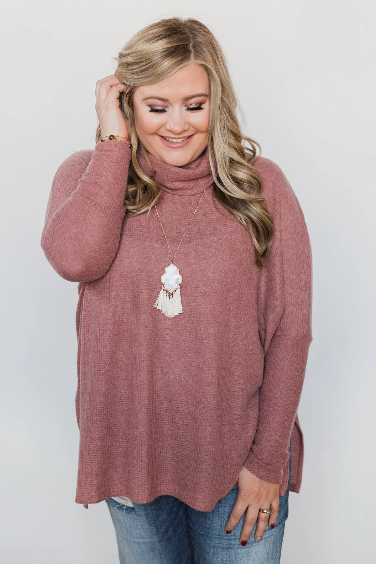 All I Want is You Thermal Turtleneck Sweater - Brick - Image 4