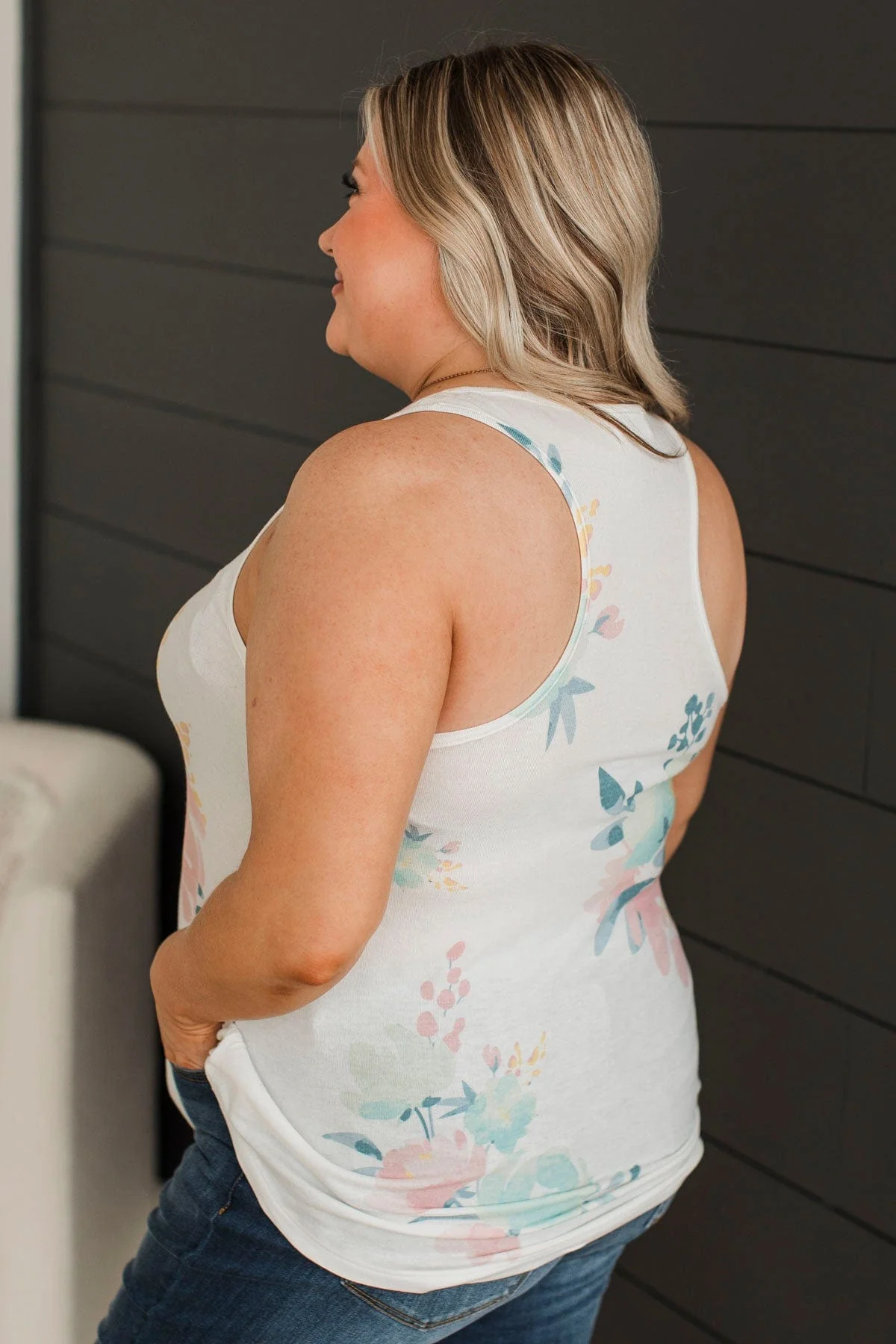 All Is Peachy Floral Tank Top- Ivory - Image 5