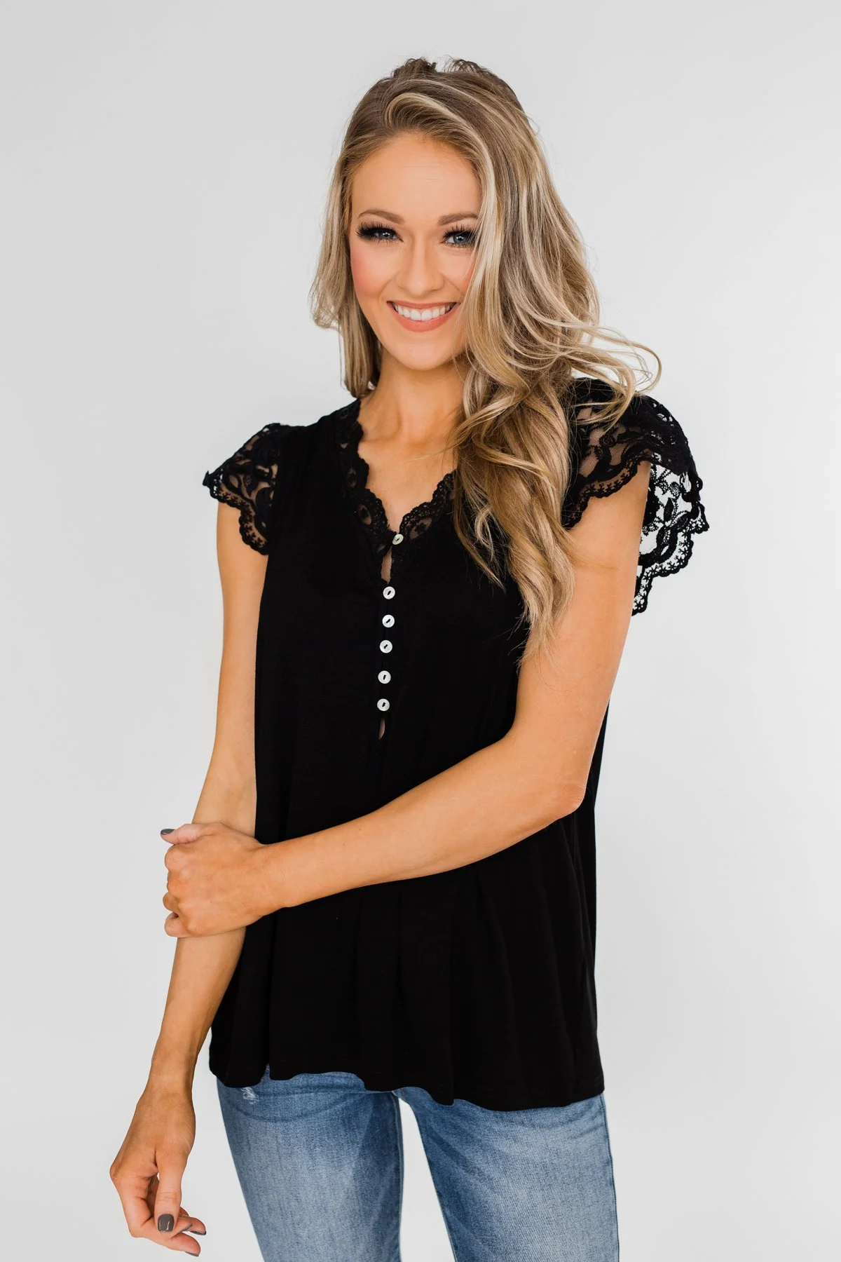 All I've Ever Needed Lace Top- Black - Image 14