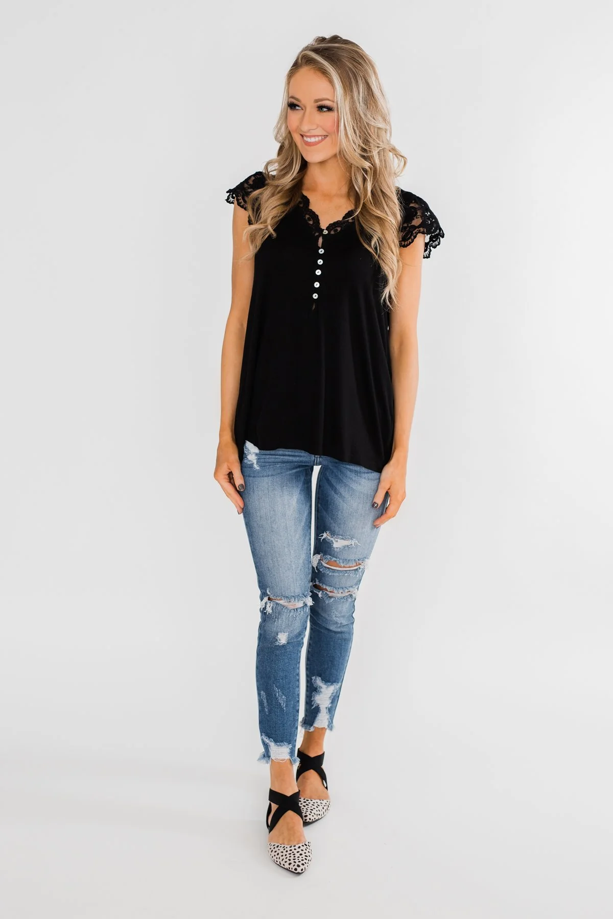 All I've Ever Needed Lace Top- Black - Image 7