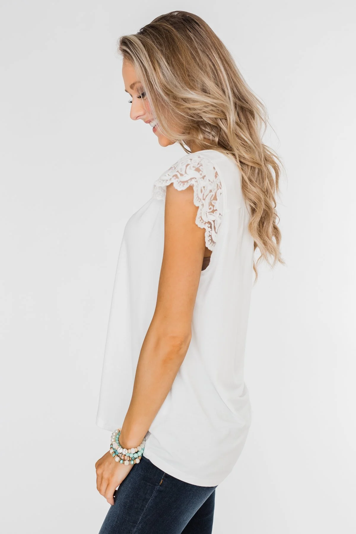 All I've Ever Needed Lace Top- Off White - Image 14