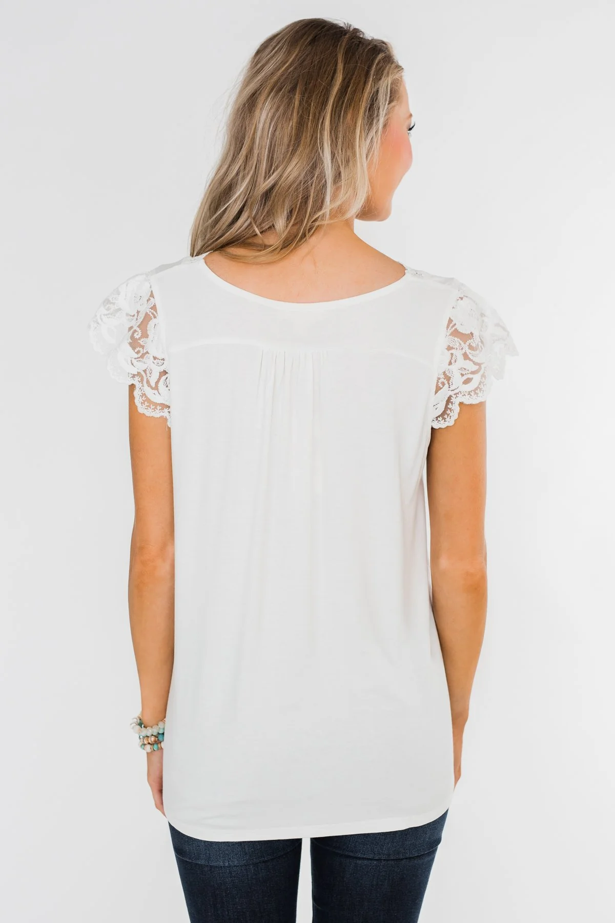All I've Ever Needed Lace Top- Off White - Image 16