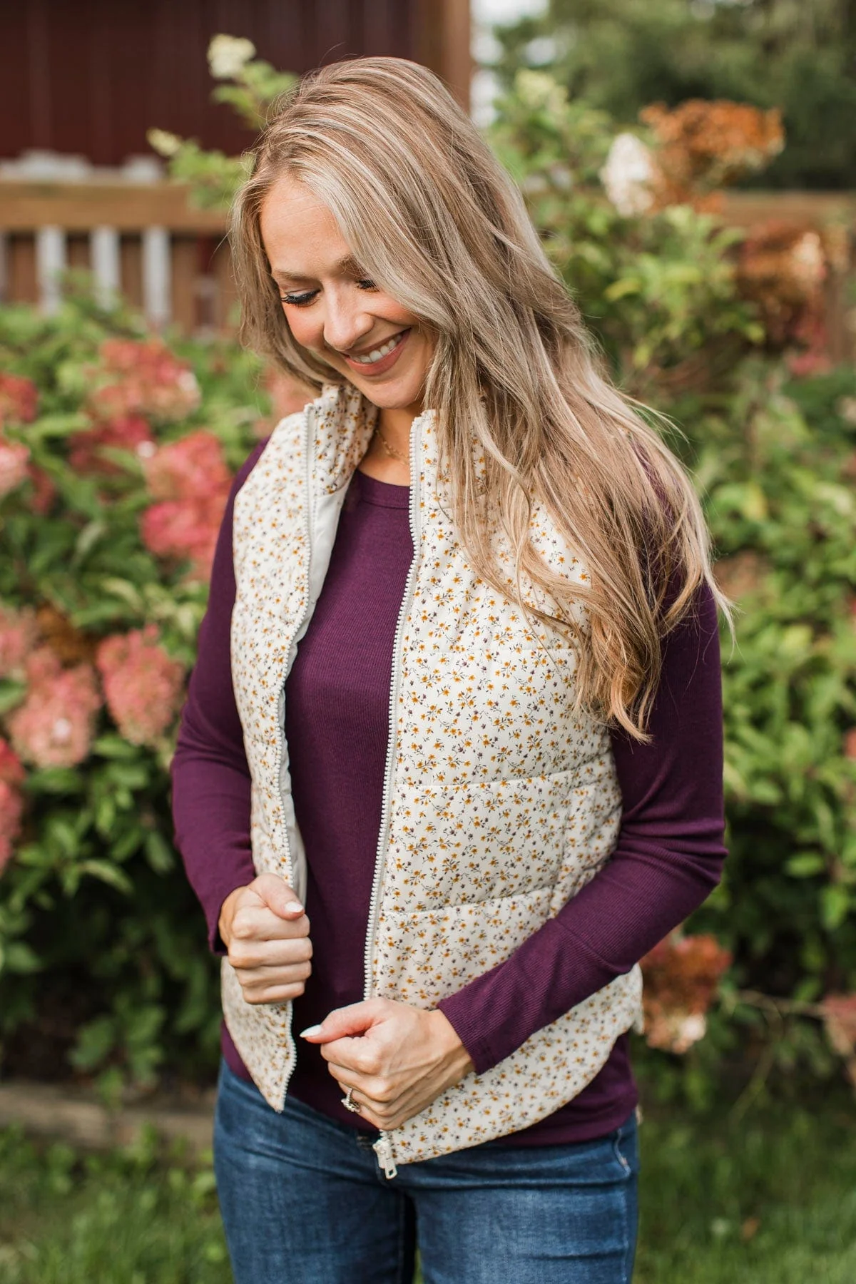 All My Adoration Floral Puffer Vest- Ivory - Image 3