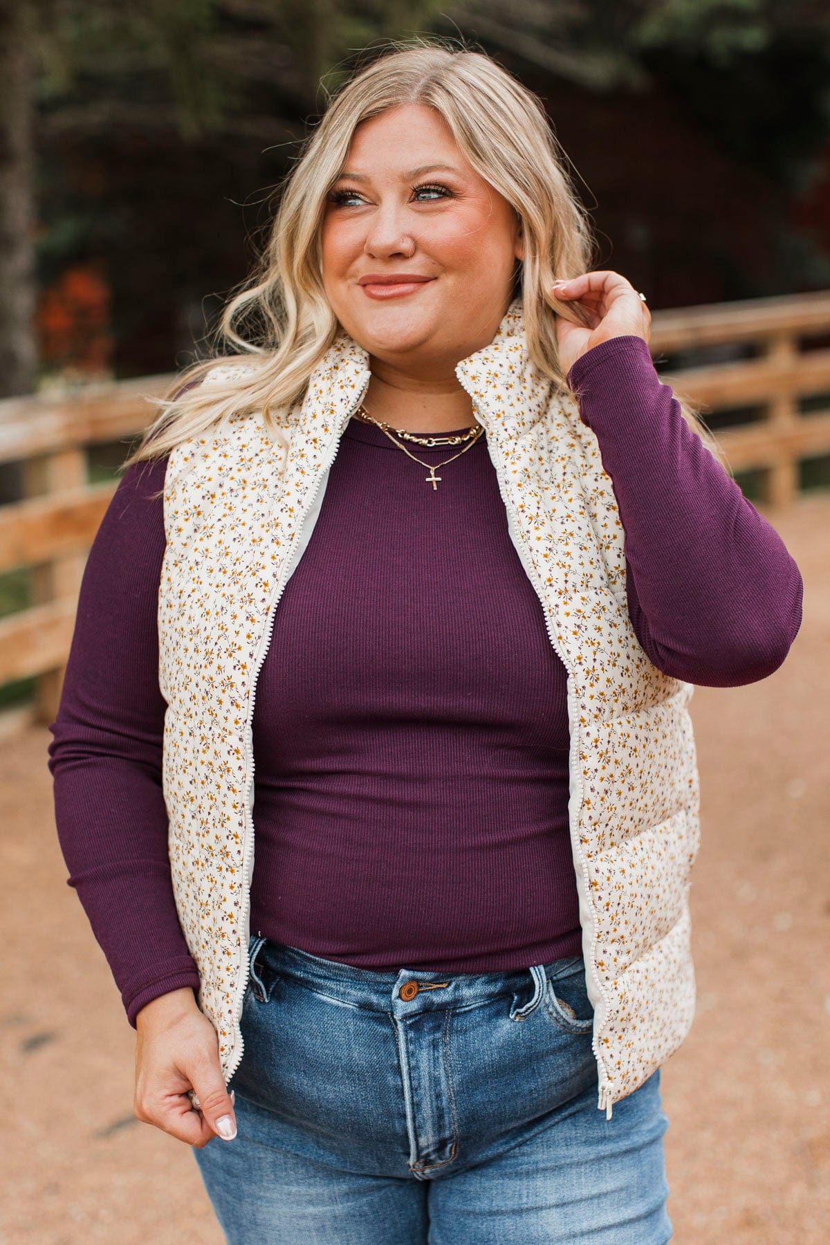 All My Adoration Floral Puffer Vest- Ivory - Image 4
