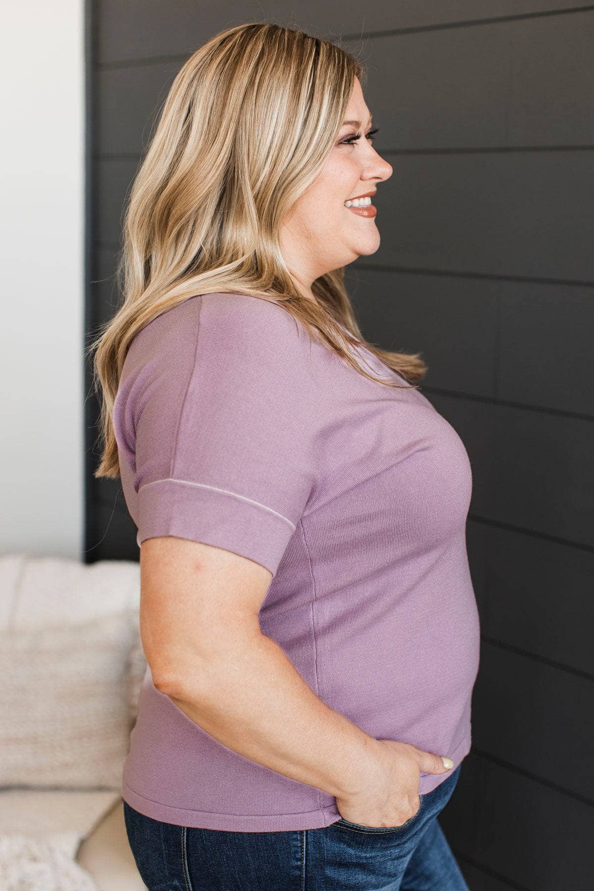 All My Dedication V-Neck Top- Lavender - Image 6
