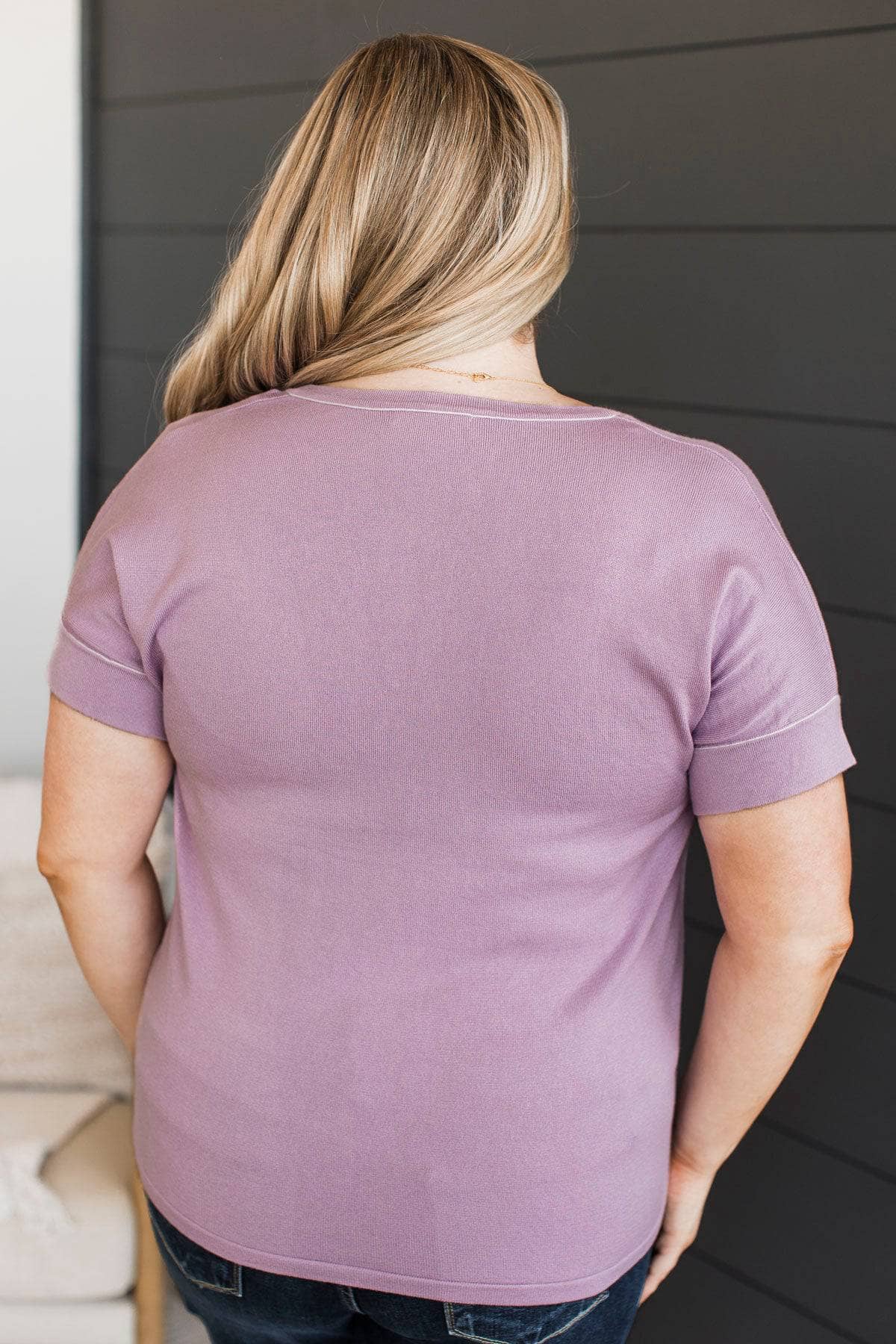 All My Dedication V-Neck Top- Lavender - Image 8