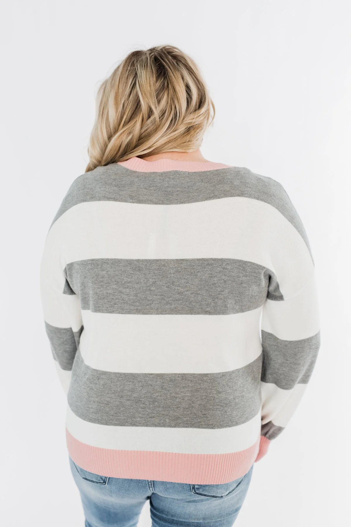 All My Life Striped Sweater- Grey & Pink - Image 10