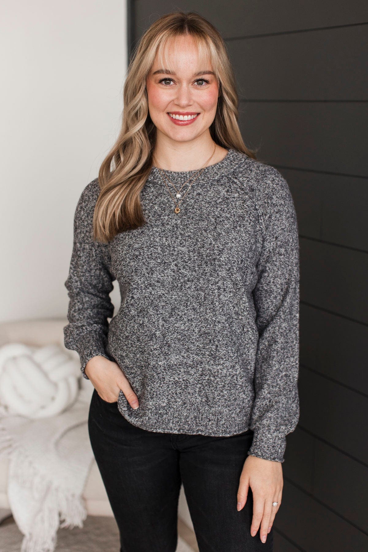 All My Love Knit Sweater- Charcoal - Image 3