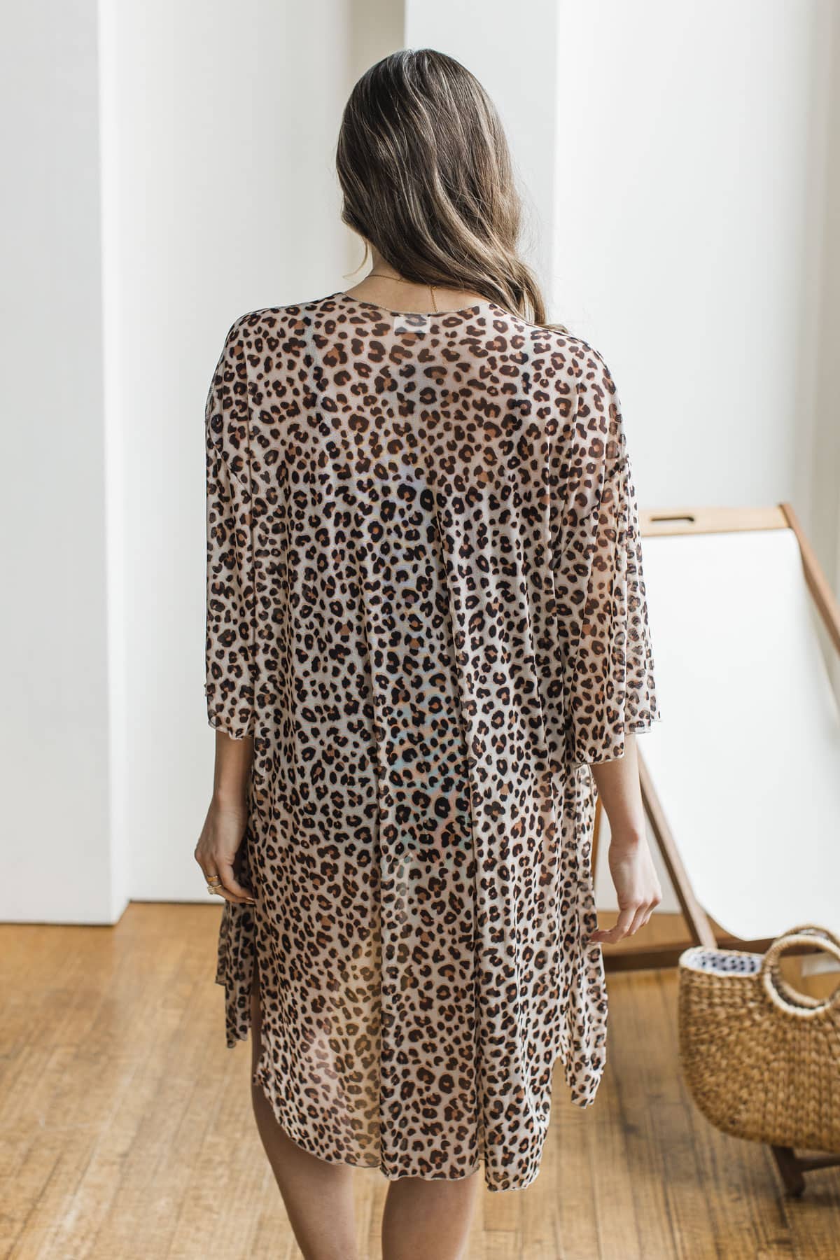 All Natural Leopard Print Kimono- Taupe - Image 7