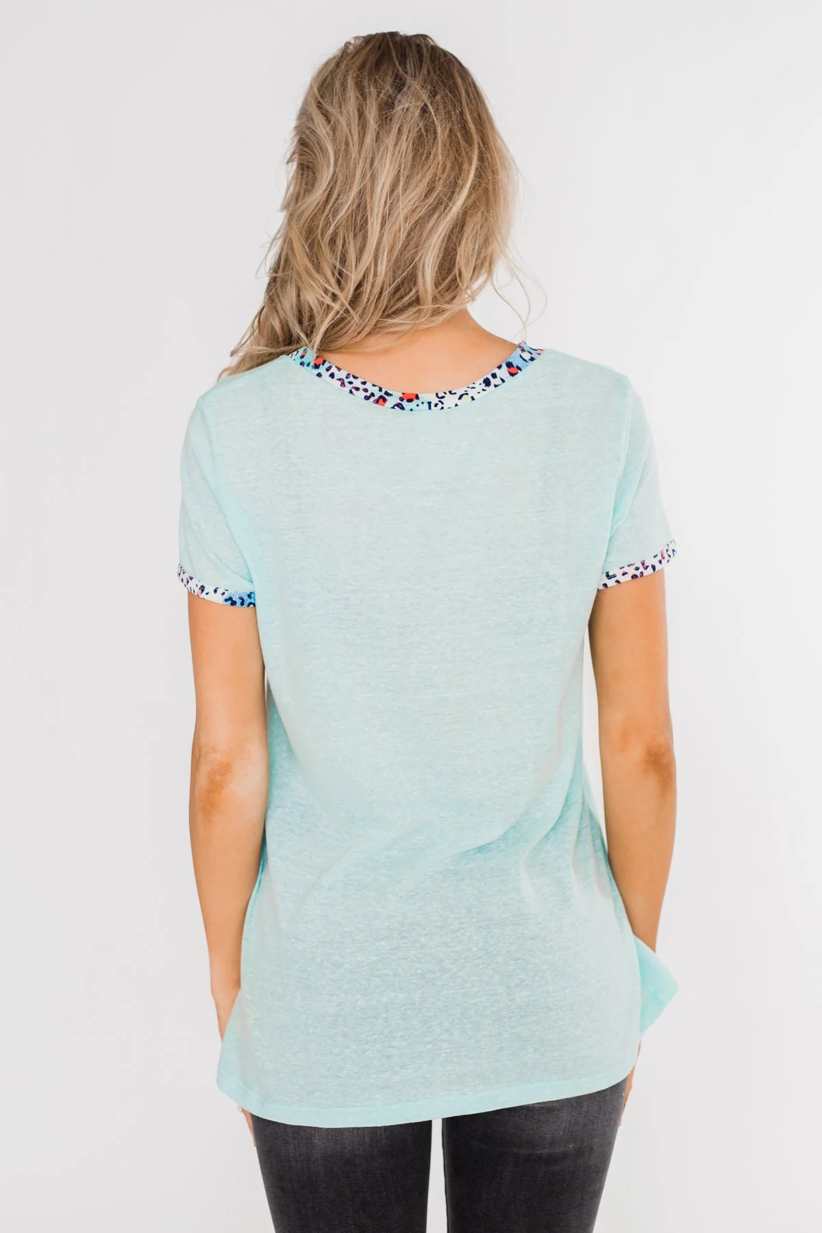 All Of A Sudden Leopard Pocket Top- Light Blue - Image 7