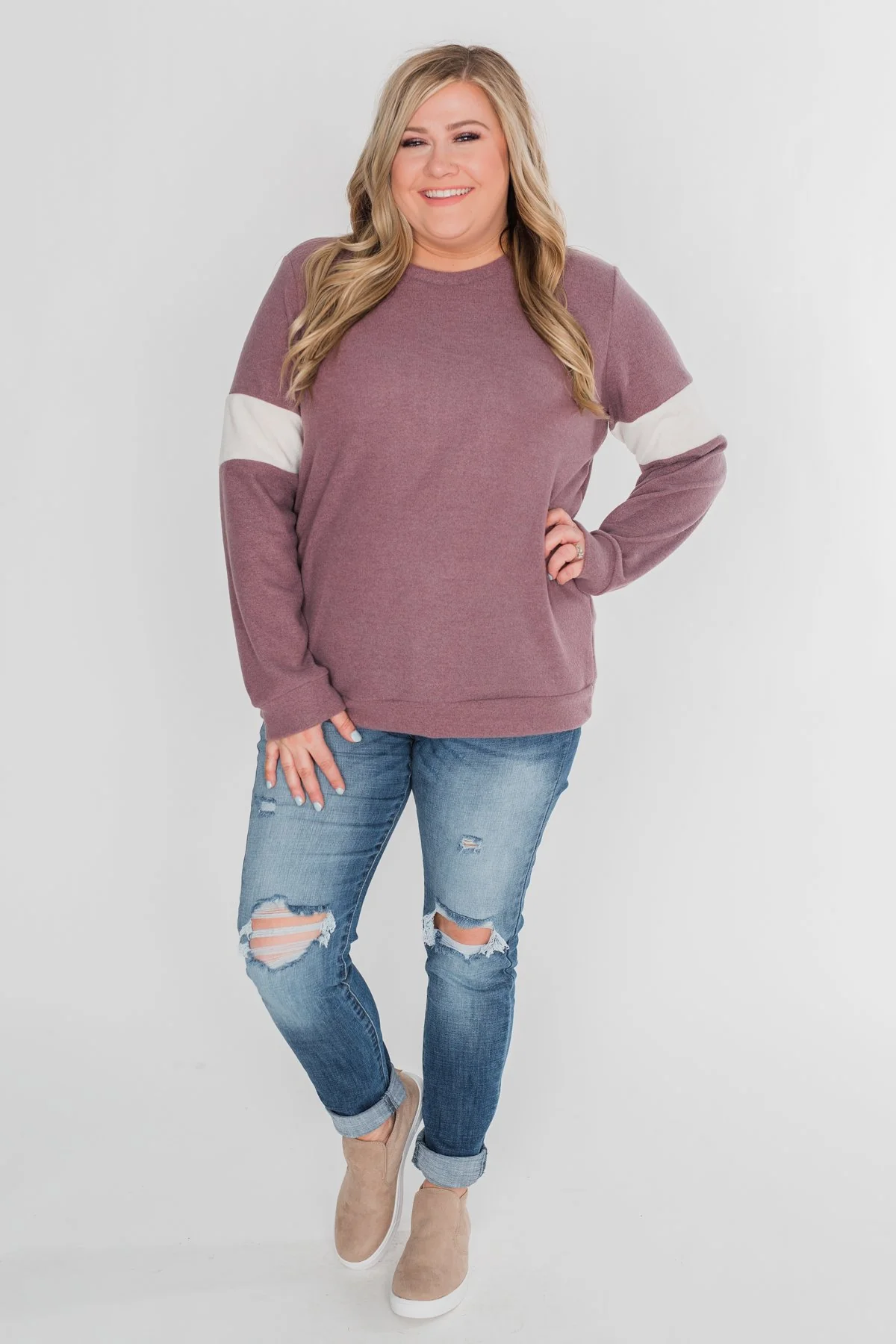 All of Me Long Sleeve Pullover Top - Antique Mauve - Image 6