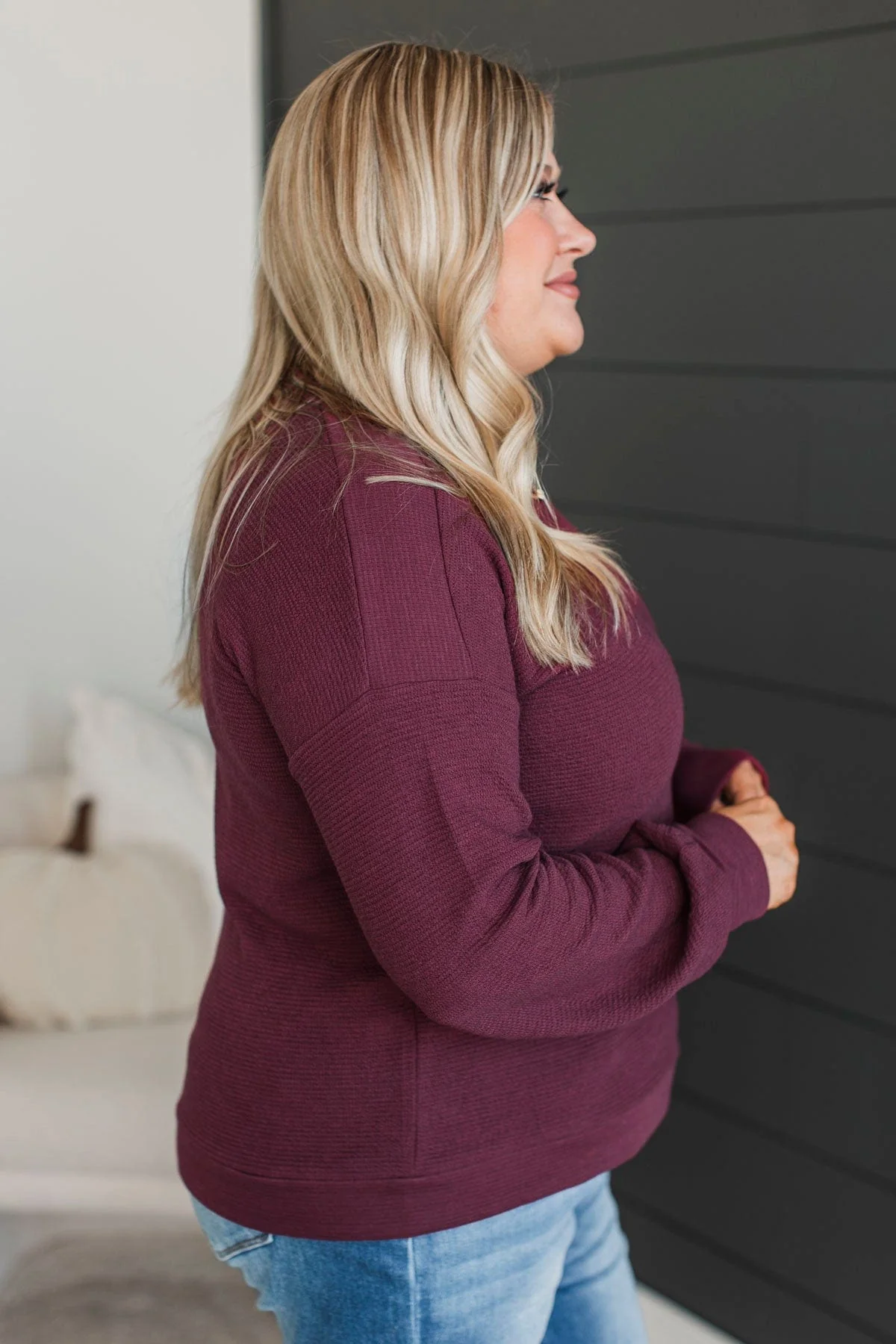 All Over Again Knit Top- Burgundy - Image 5