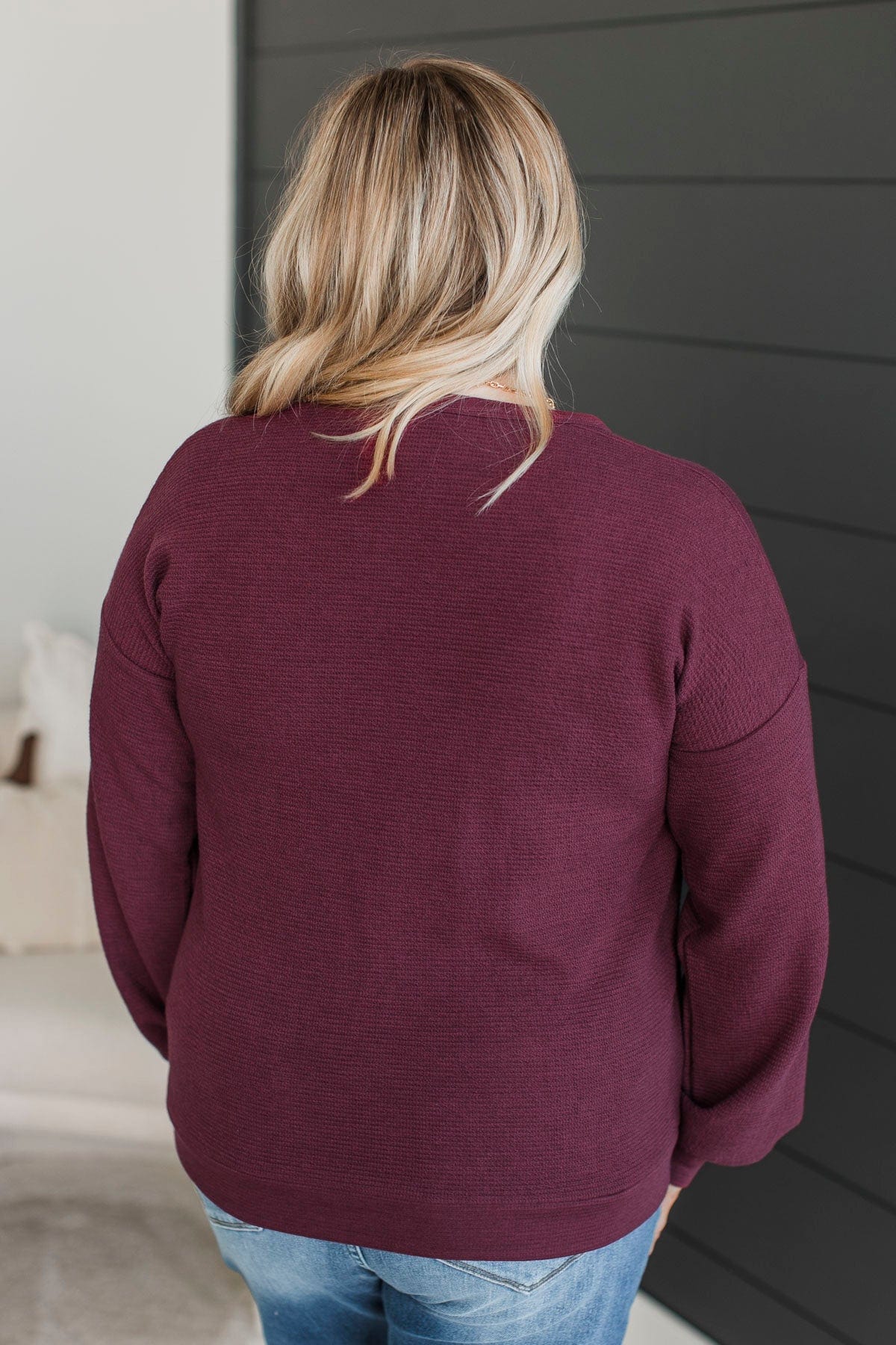 All Over Again Knit Top- Burgundy - Image 7