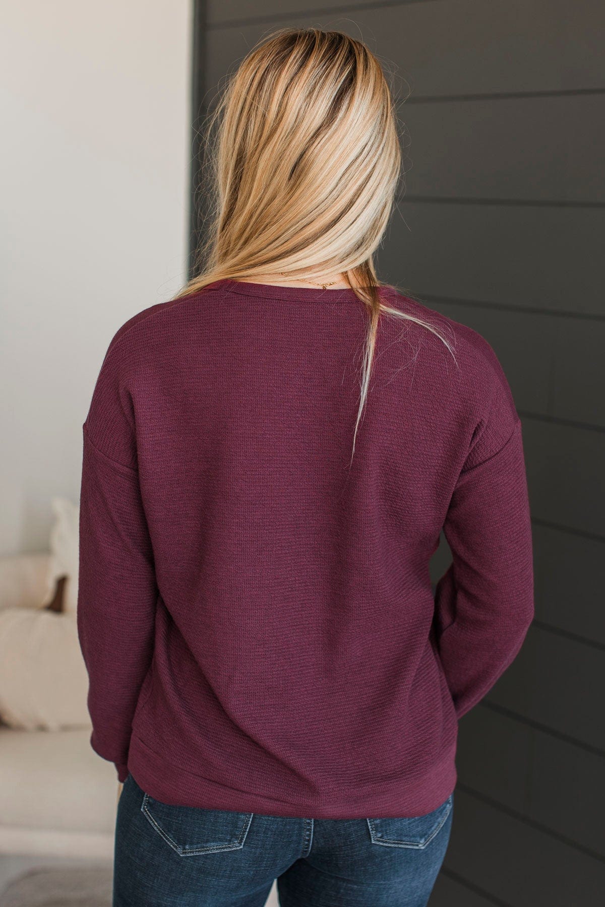 All Over Again Knit Top- Burgundy - Image 8