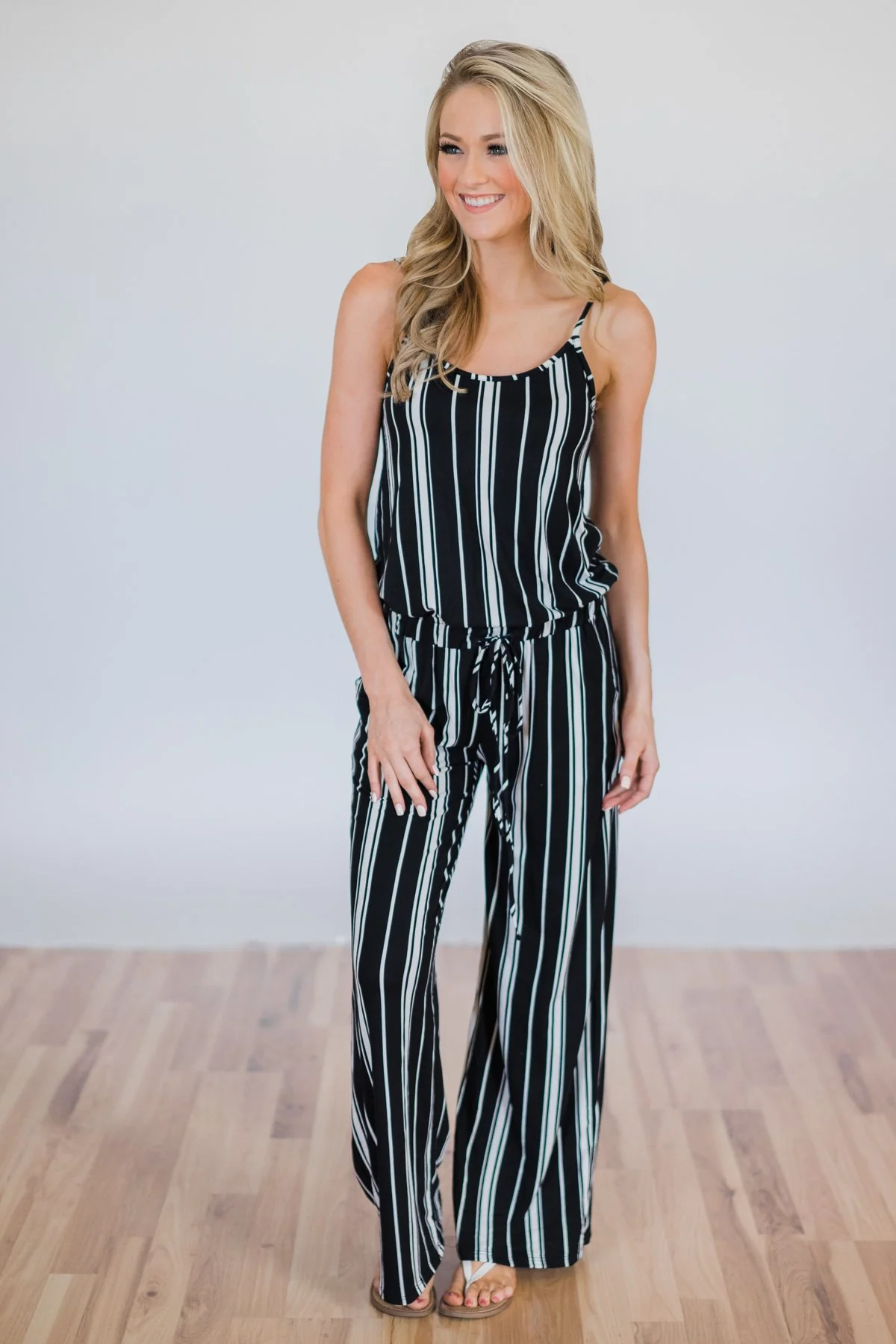 All Stripes On You Jumpsuit- Black - Image 2