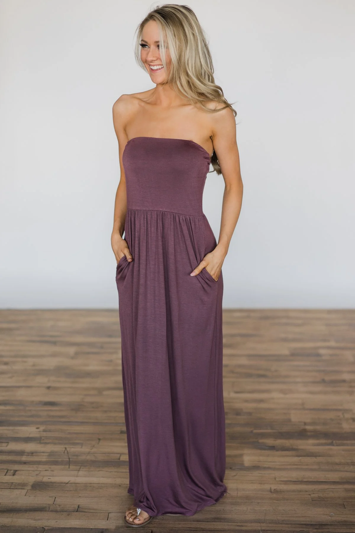 All that Charm Plum Strapless Dress - Image 3