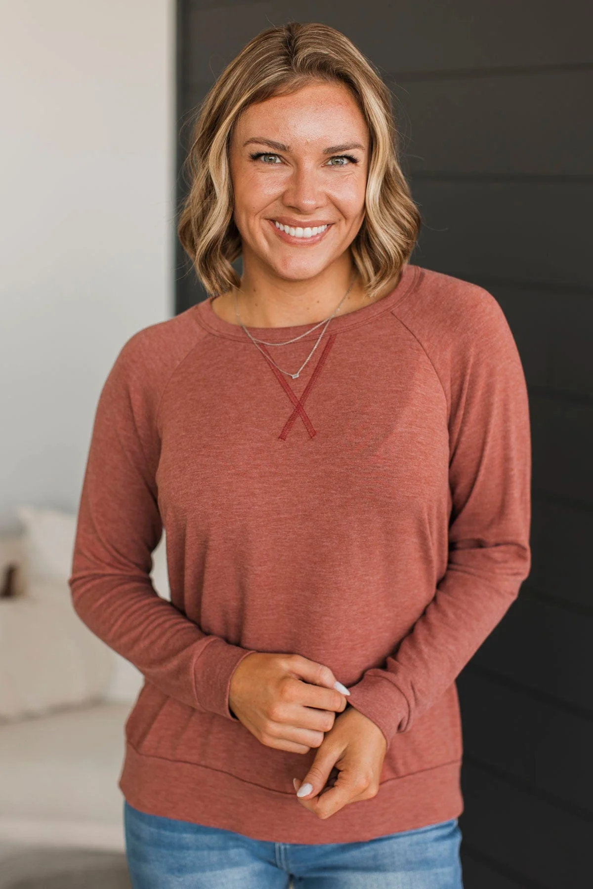 All That I Am Long Sleeve Top- Rust - Image 2