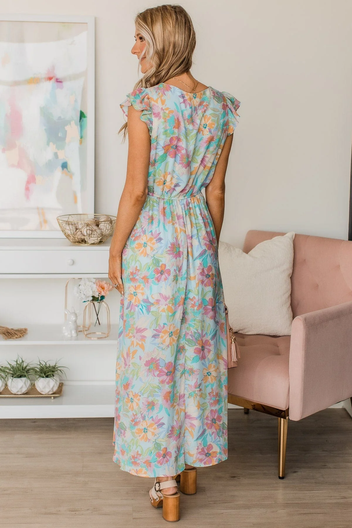 All That Matters Floral Maxi Dress- Light Blue - Image 7