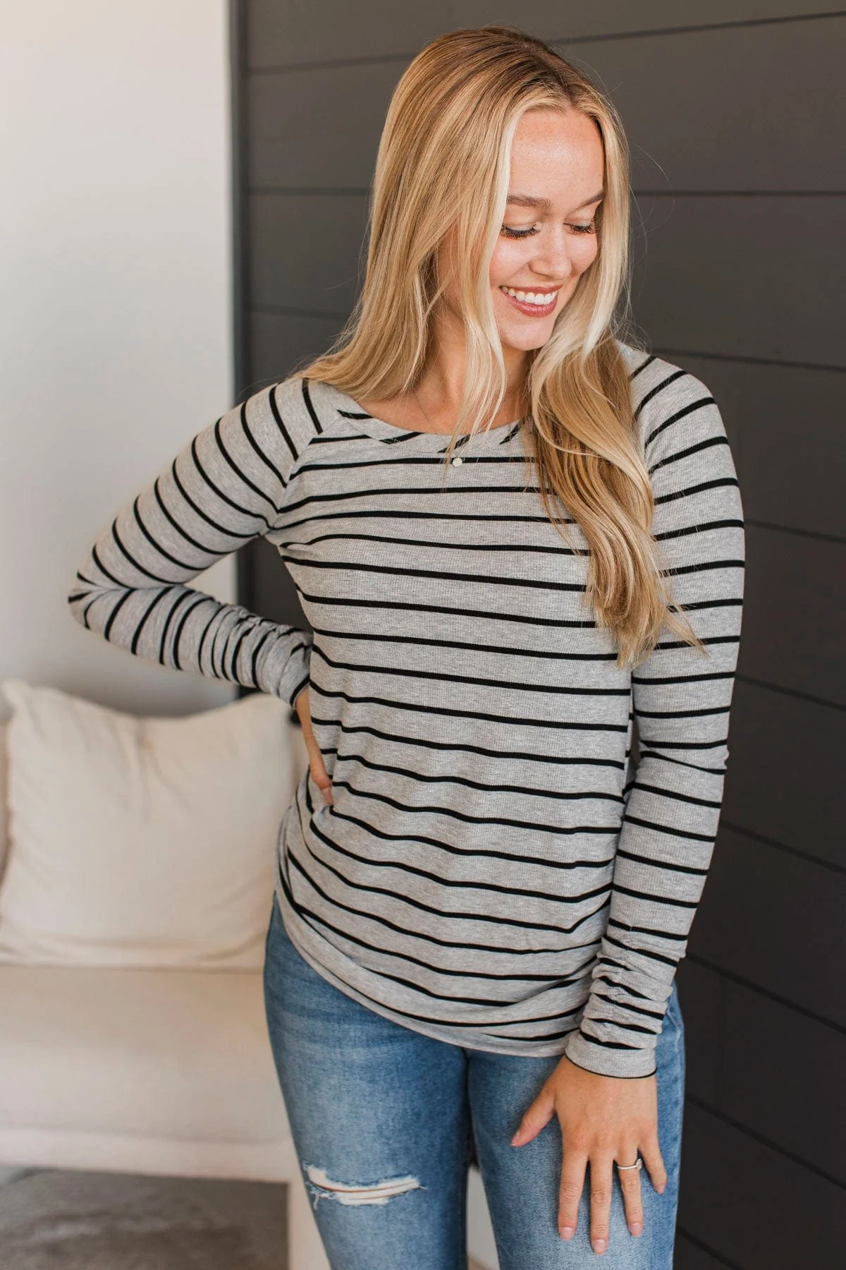 All That Really Matters Ruched Top- Heather Grey & Black - Image 4