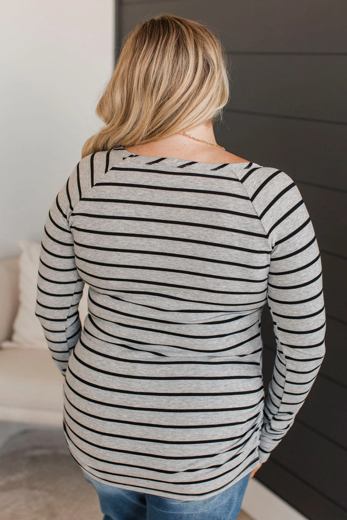 All That Really Matters Ruched Top- Heather Grey & Black - Image 7