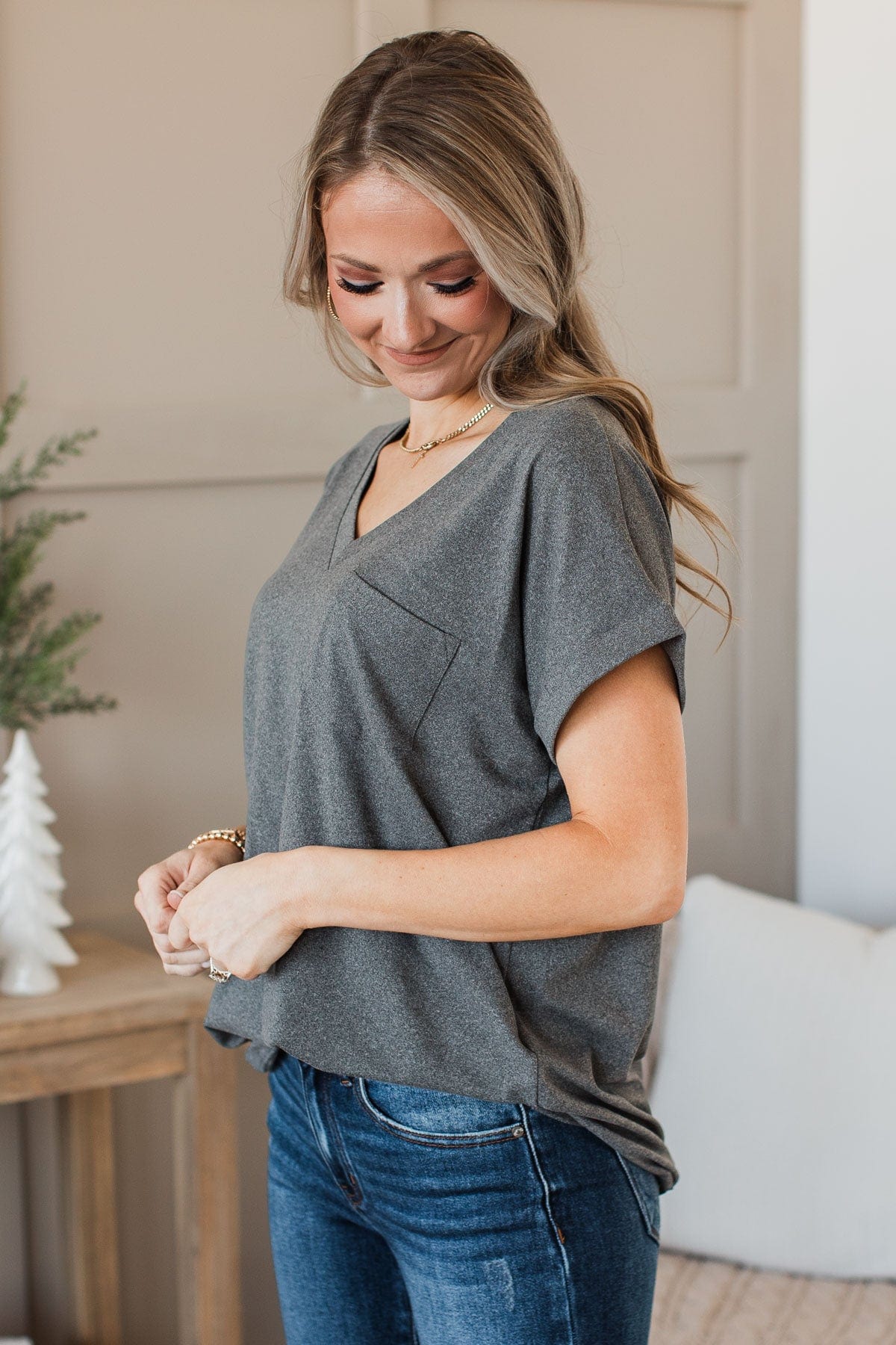All The Best Short Sleeve Top- Charcoal - Image 4