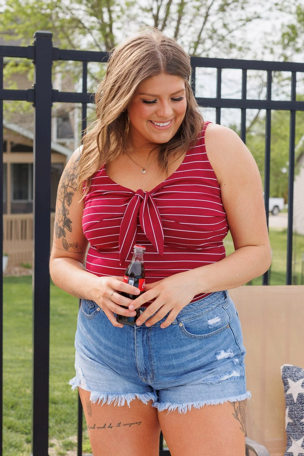 All The Best Things Striped Bodysuit- Red - Image 4