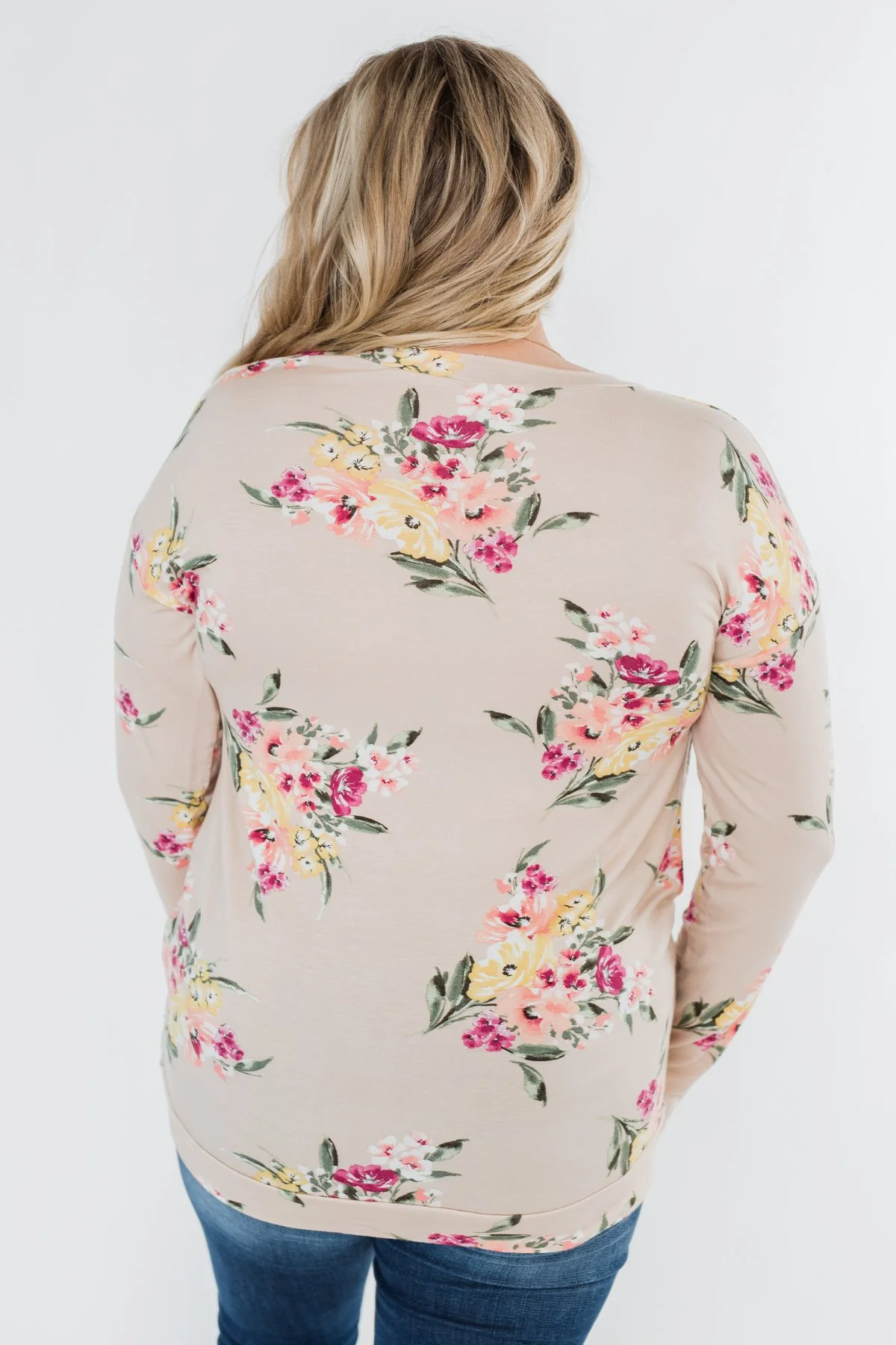 All The Love Floral Twist Top- Light Peach - Image 11
