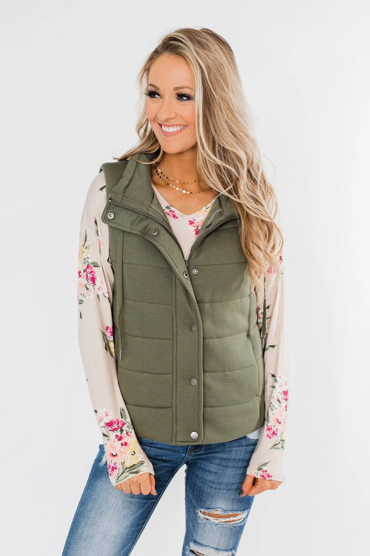 All The Love Floral Twist Top- Light Peach - Image 4